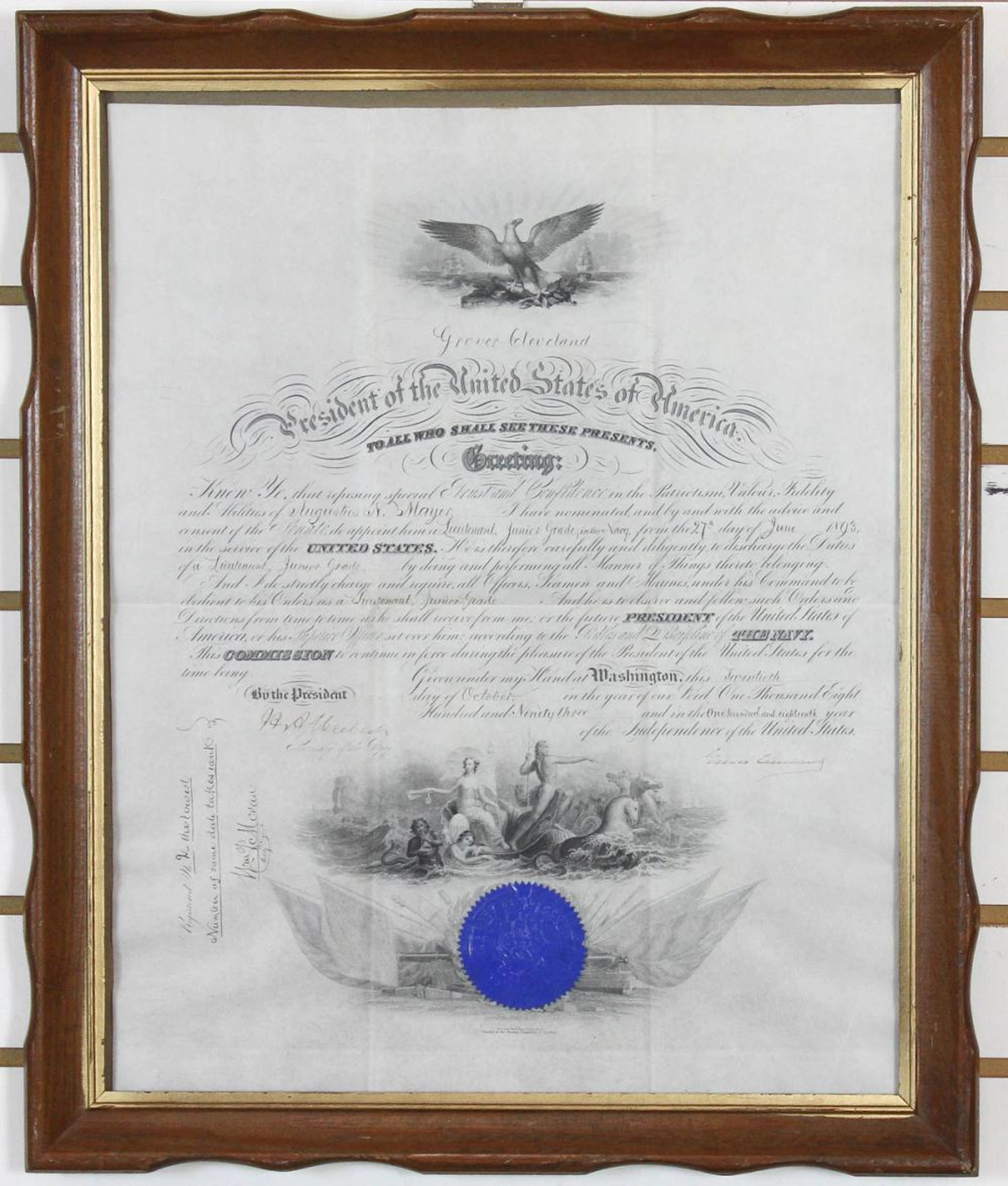 GROVER CLEVELAND COMMISSION, signed by the preside