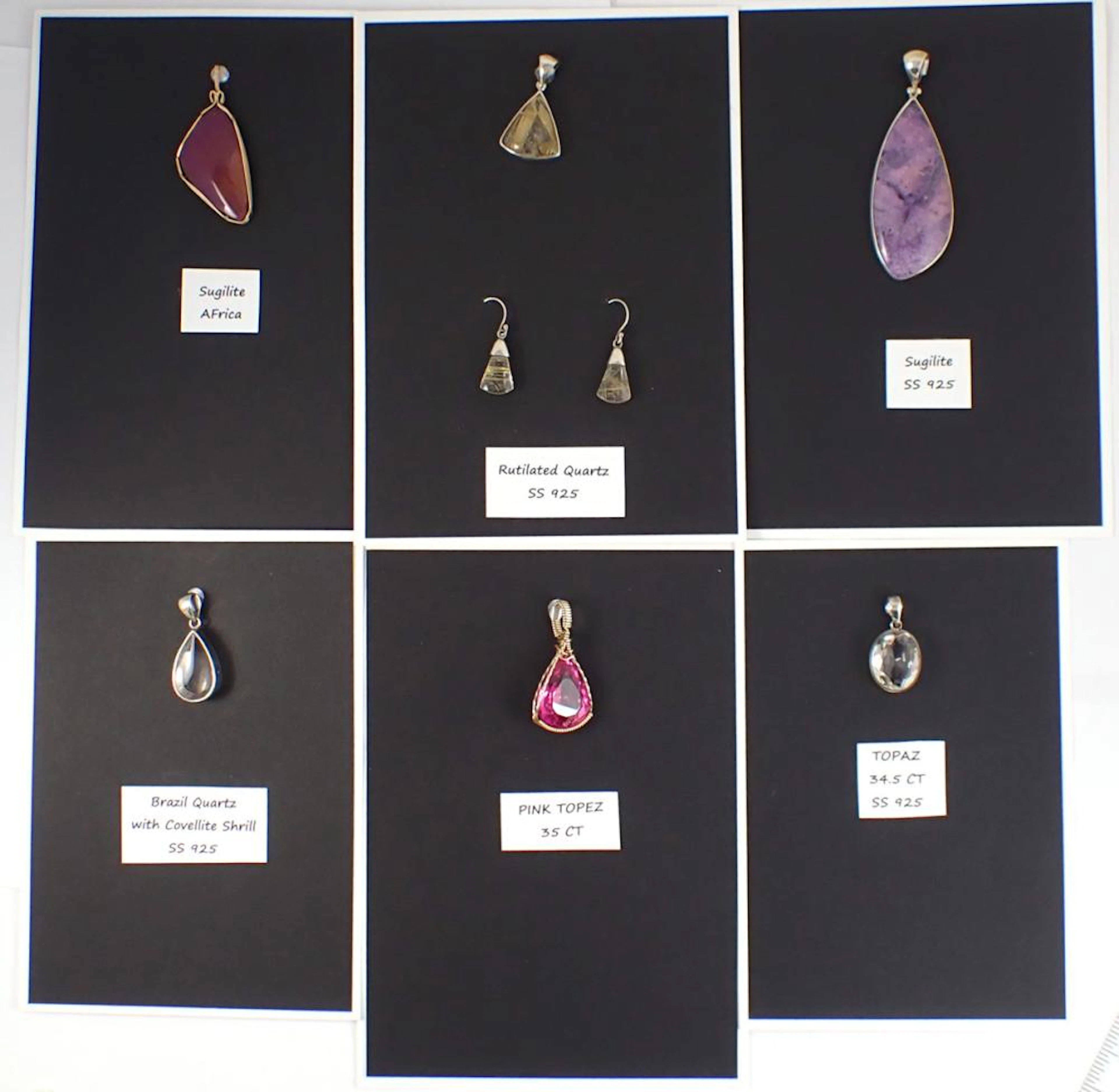 EIGHT PIECE PENDANT AND EARRINGS GROUP, including
