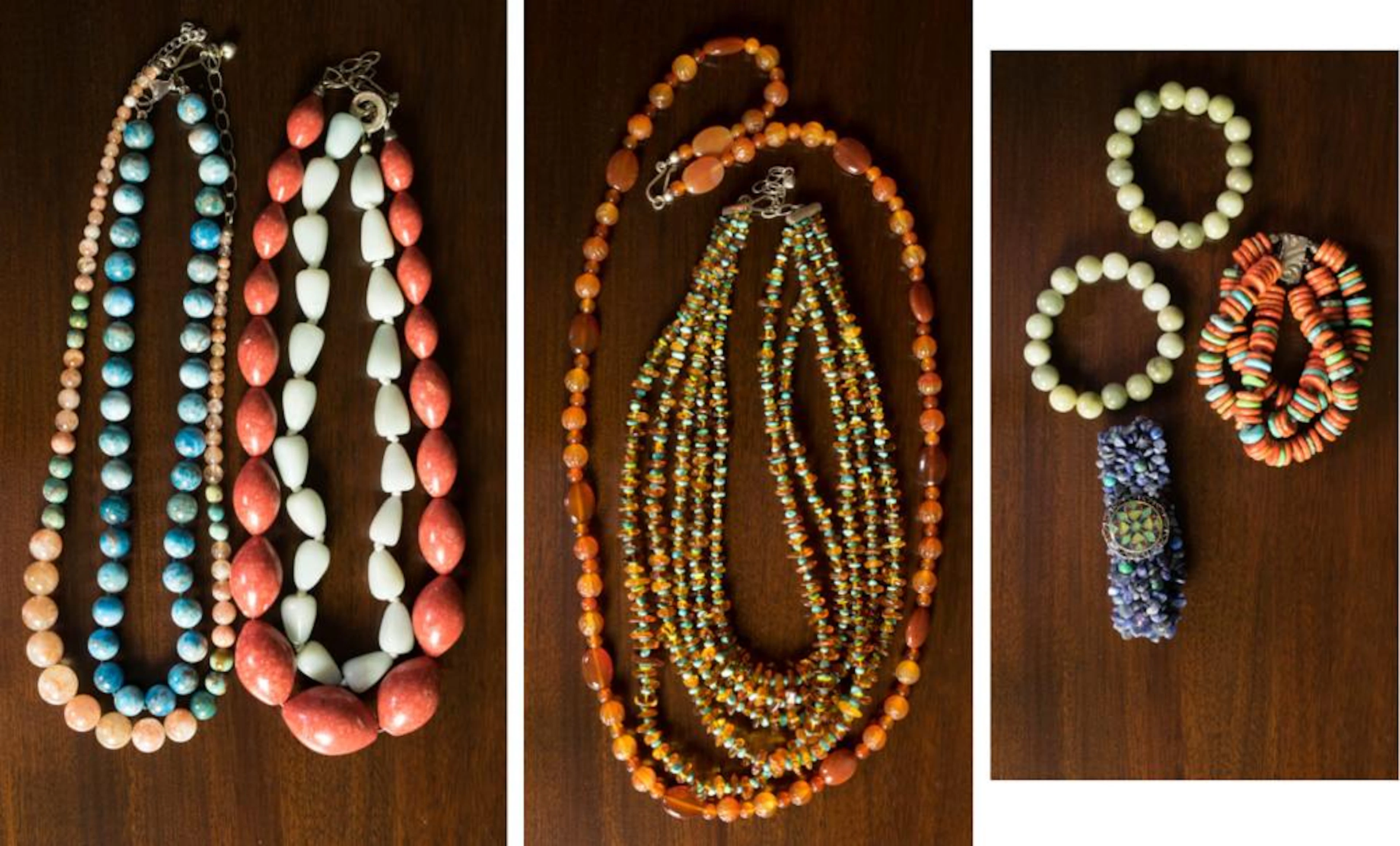 TEN ARTICLES OF DESIGNER BEAD JEWELRY: 1.) 35-1/2