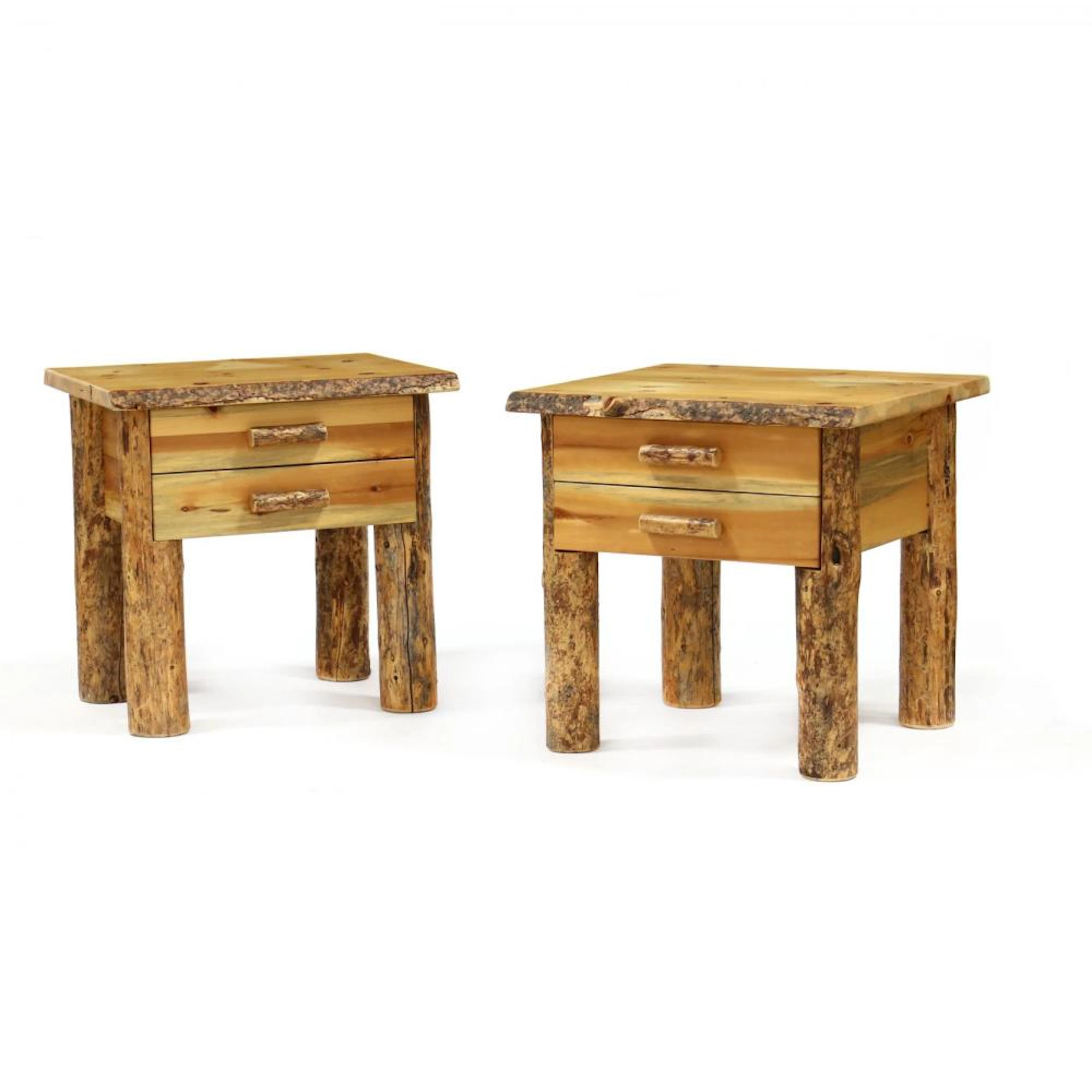Great American Log Furniture Company, Pair of Adirondack Style Side Tables