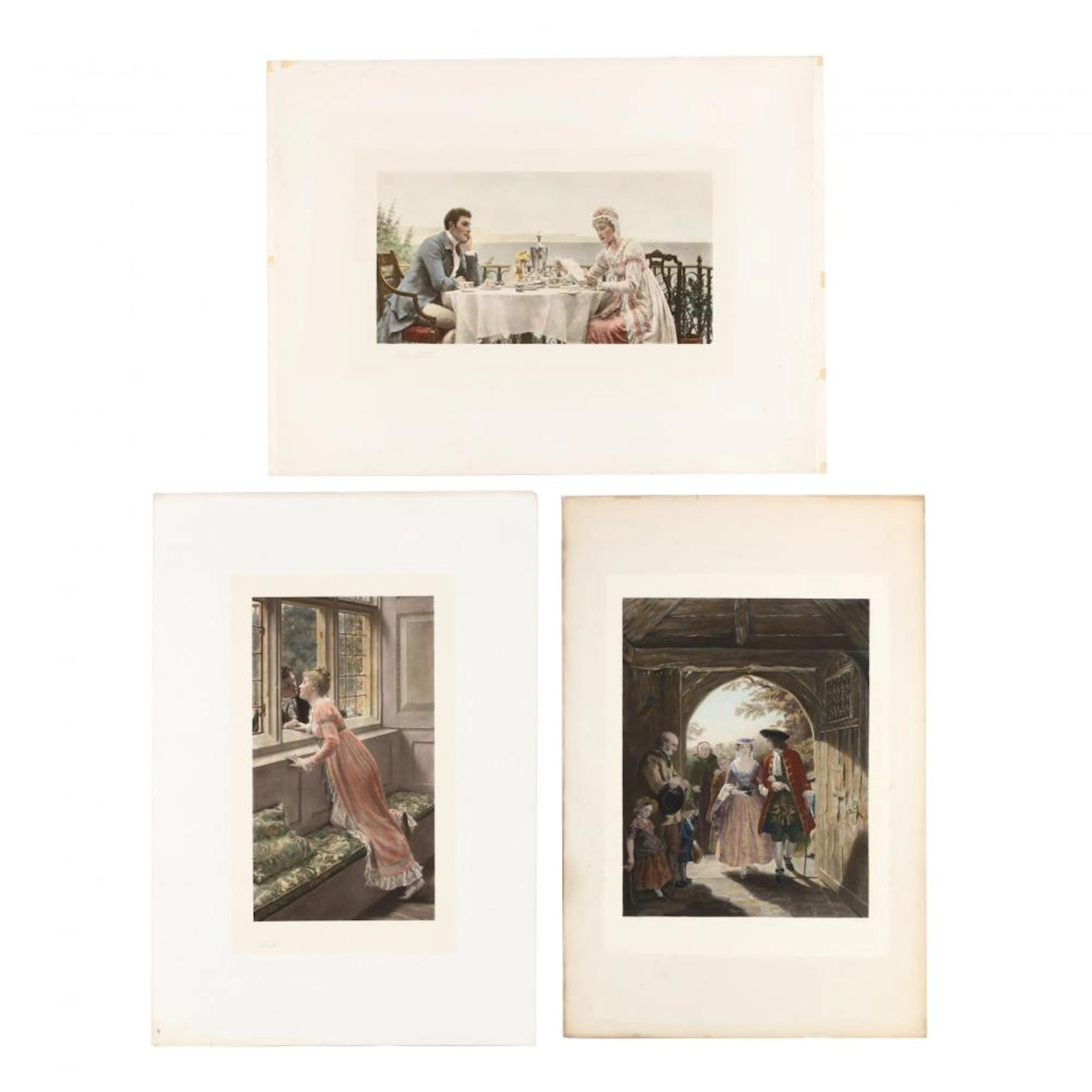 Three Large English Genre Scene Prints