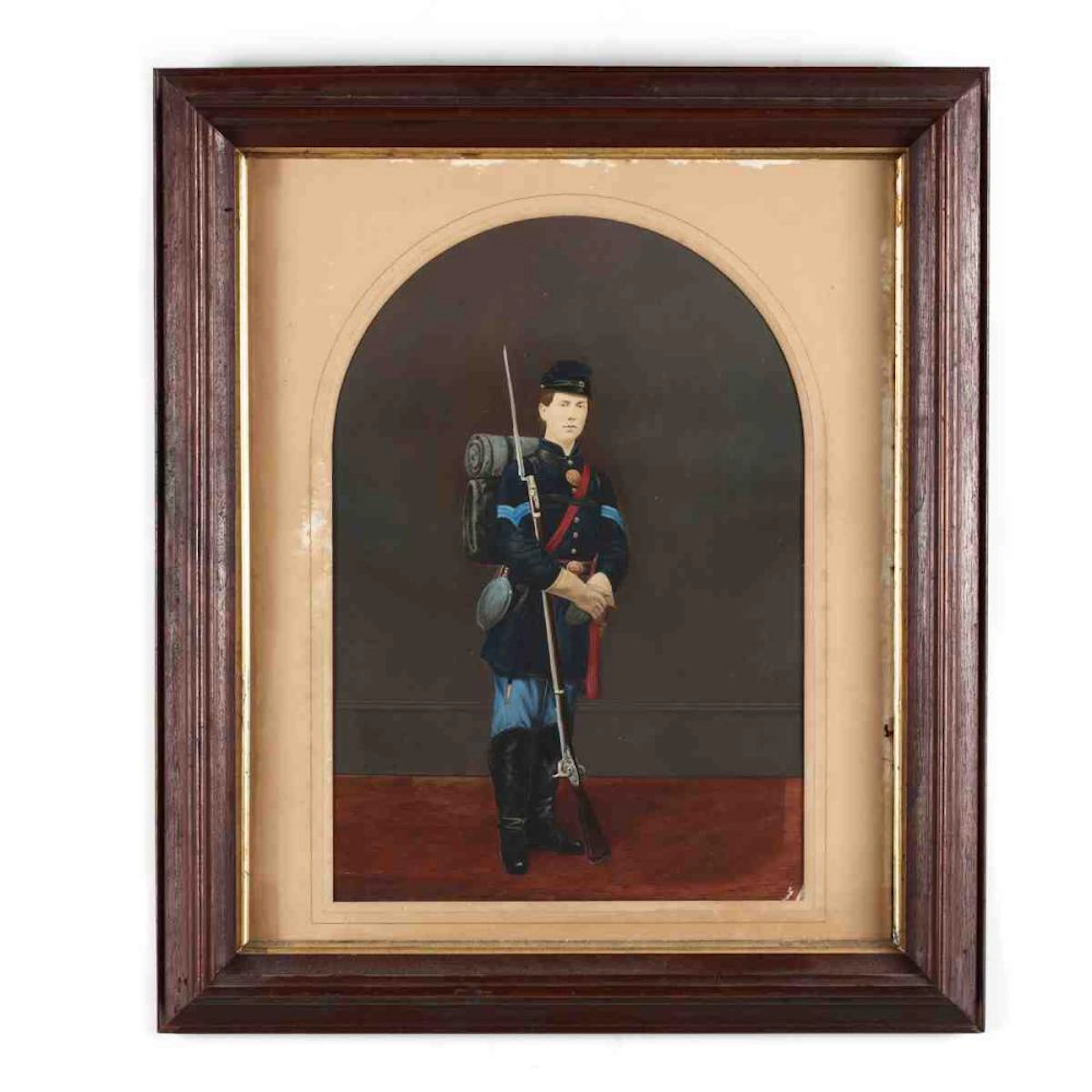 Antique Hand-Colored Enlargement of a Union Soldier's Studio Portrait
