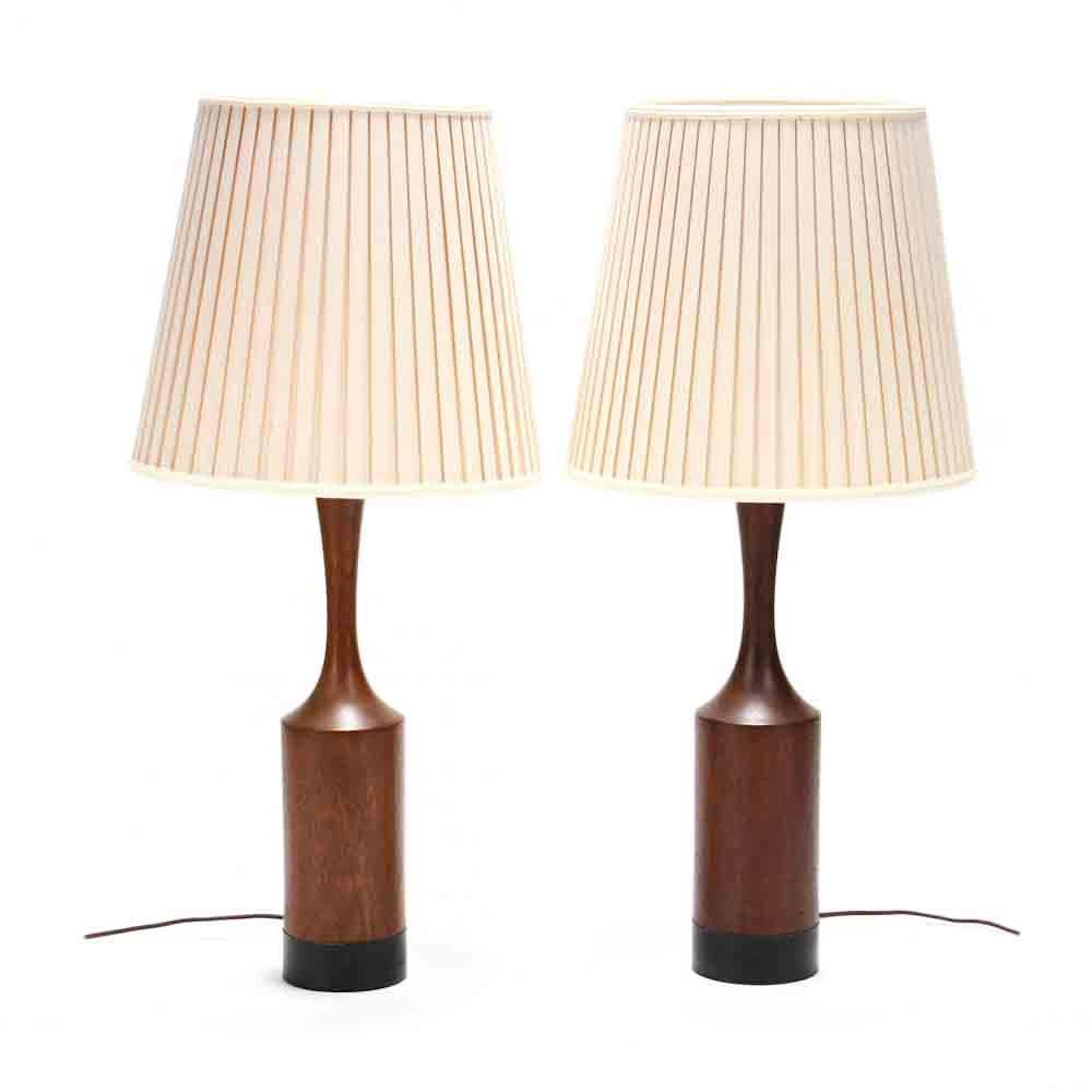 Pair of Mid Century Teak Table Lamps