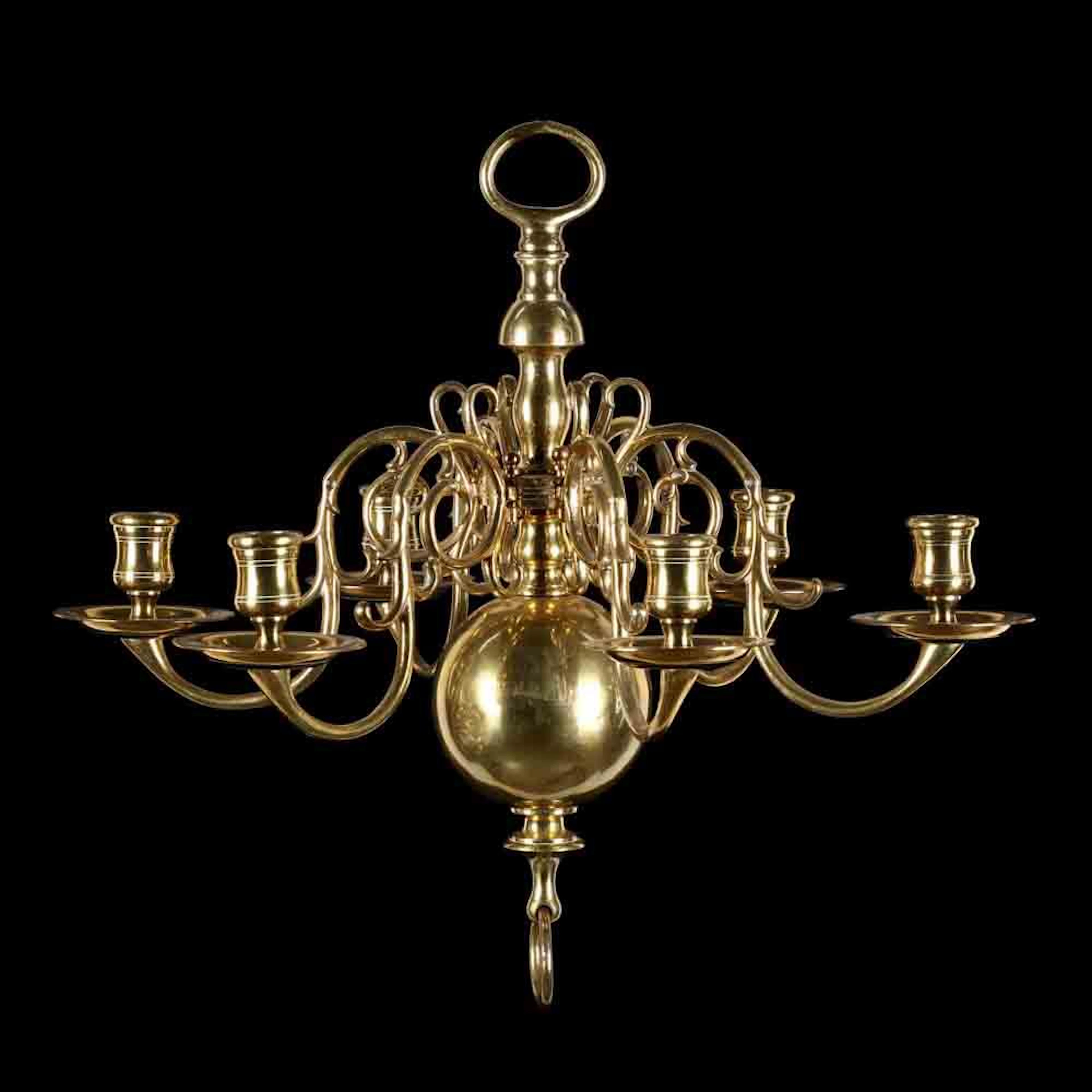 Colonial Style Brass Candle Chandelier