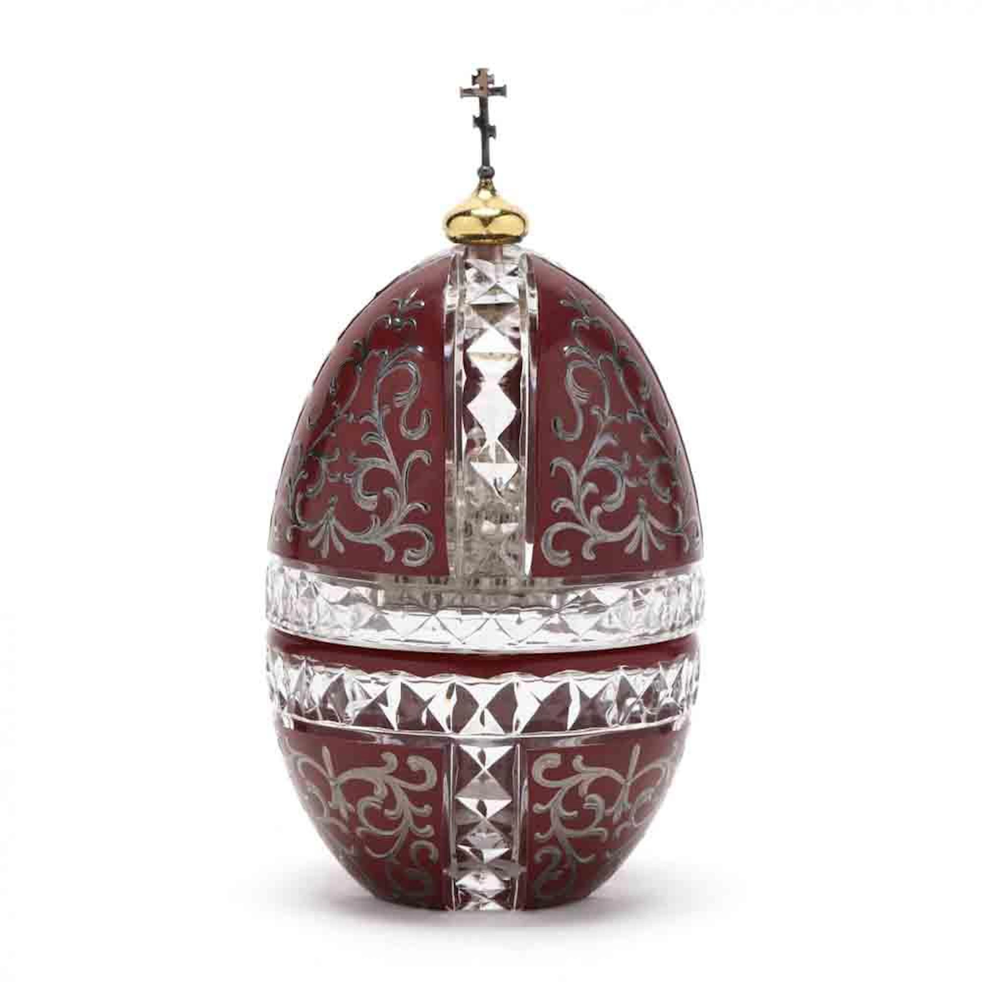 Theo Fabergé "St. Vladimir" Crystal & Sterling Silver Egg