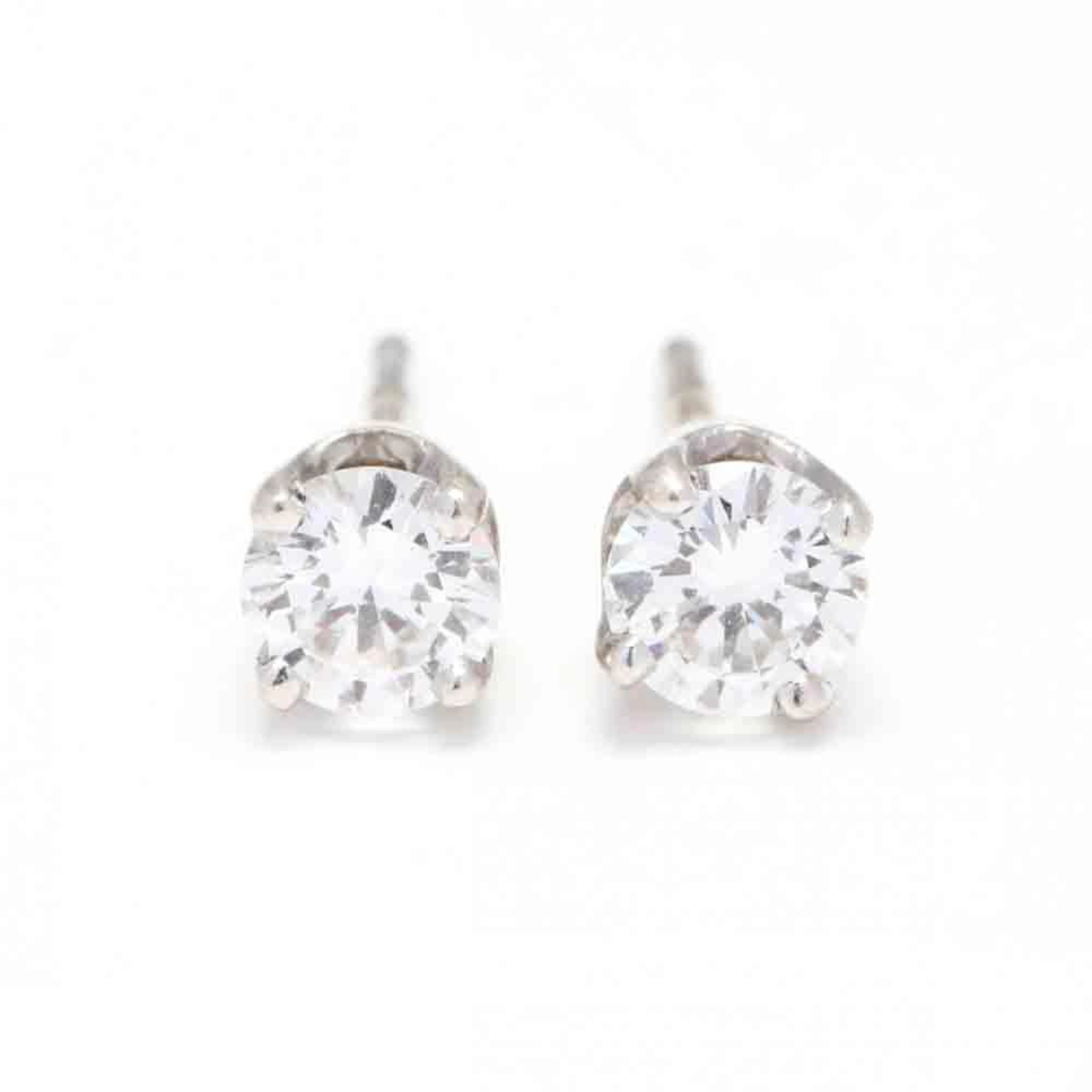 18KT White Gold and Diamond Stud Earrings, Hearts on Fire