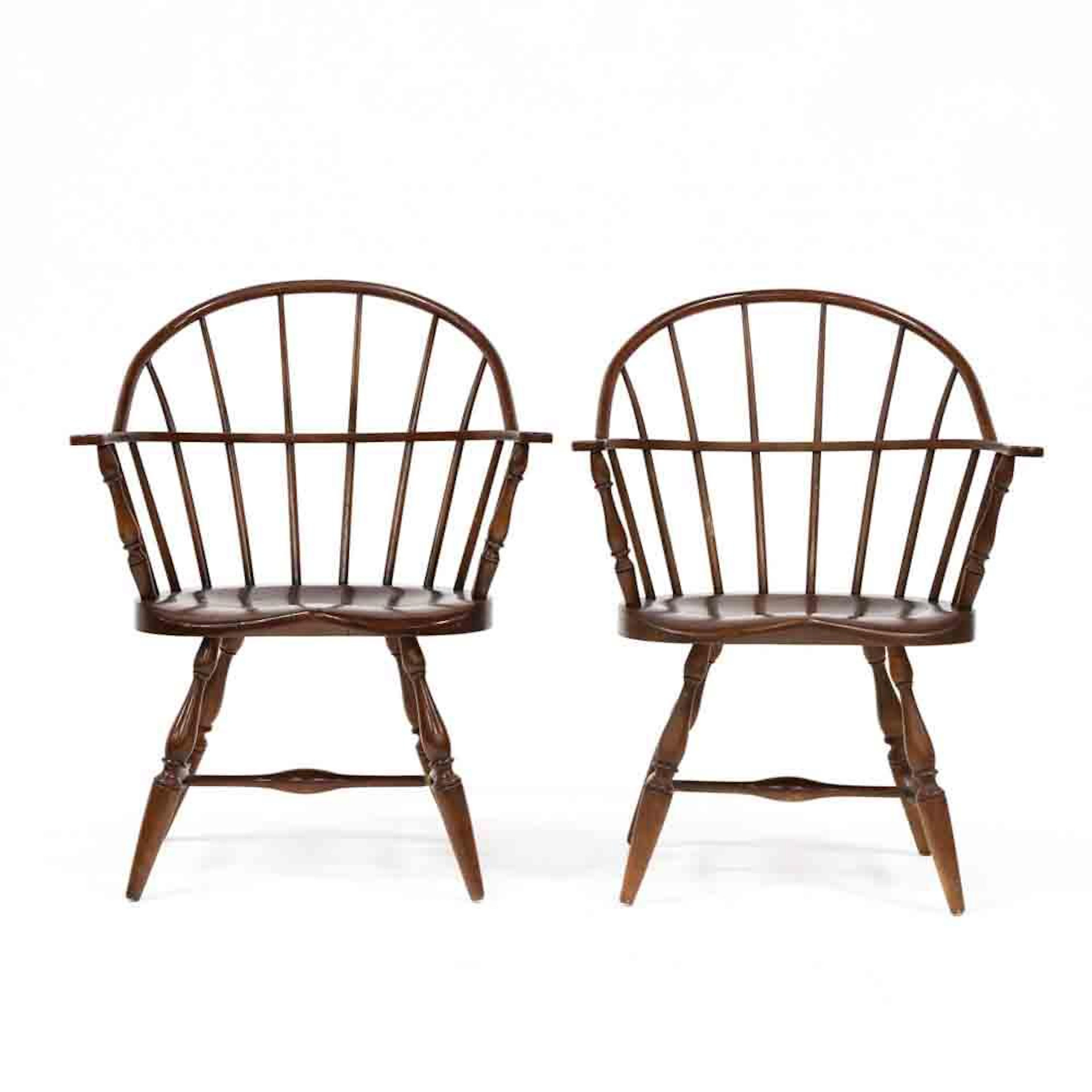 Pair of Walnut Hoop Backed Chairs, Bob Timberlake Collectio