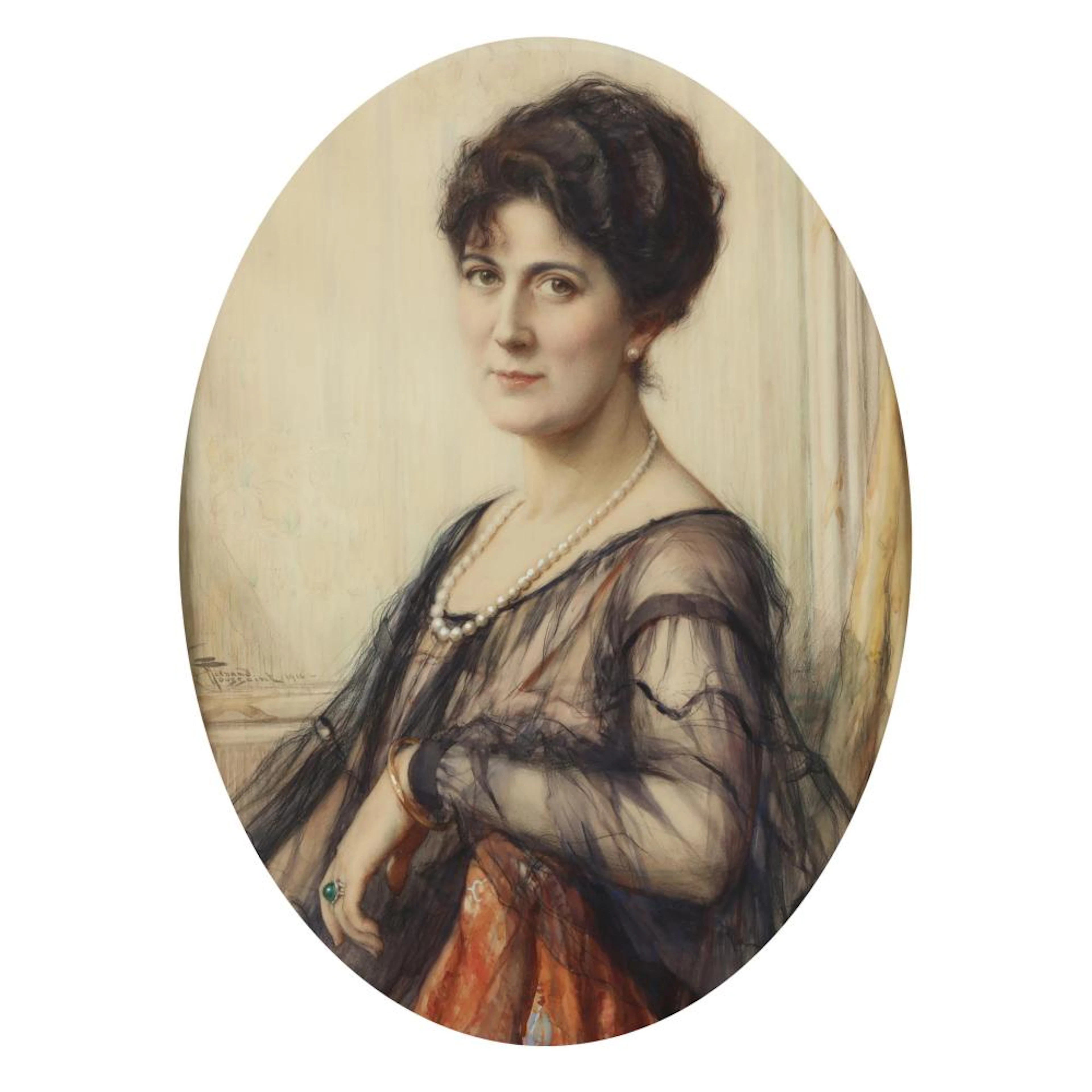 Fernand Toussaint (Belgian, 1873-1956), An Elegant Woman with Pearls