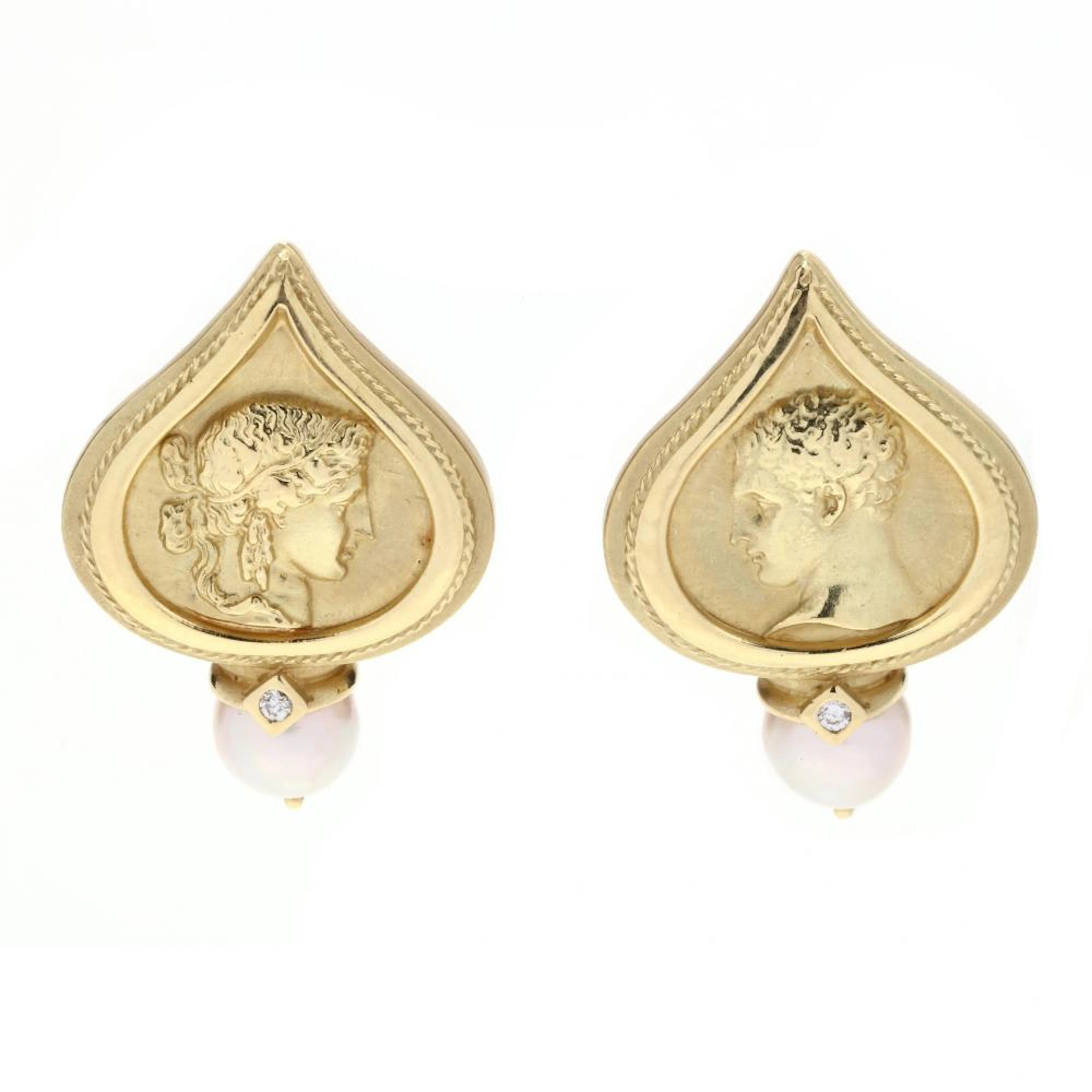 Gold, Pearl, and Diamond Earrings, SeidenGang
