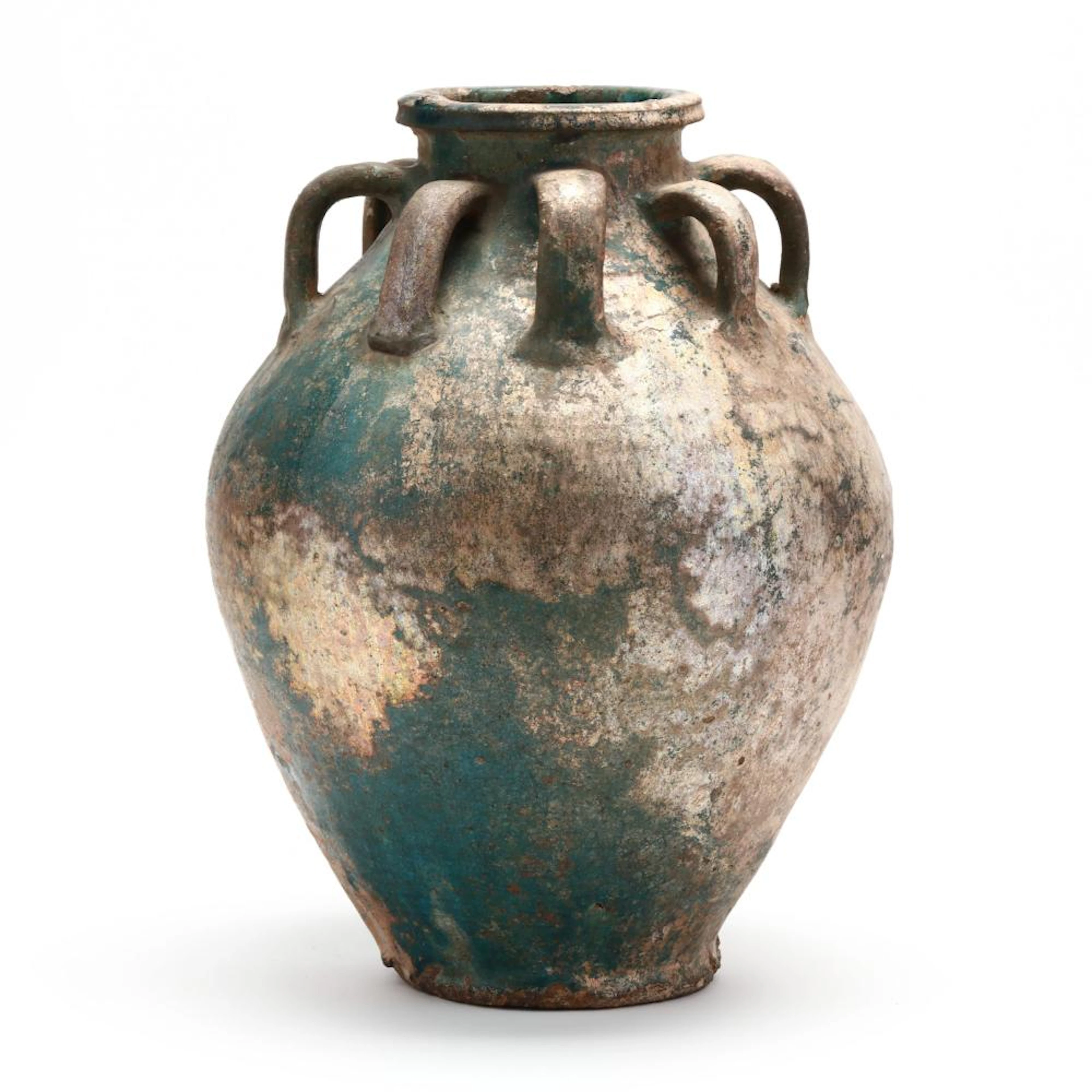 A Large Persian Turquoise Glazed Storage Jar with Handles