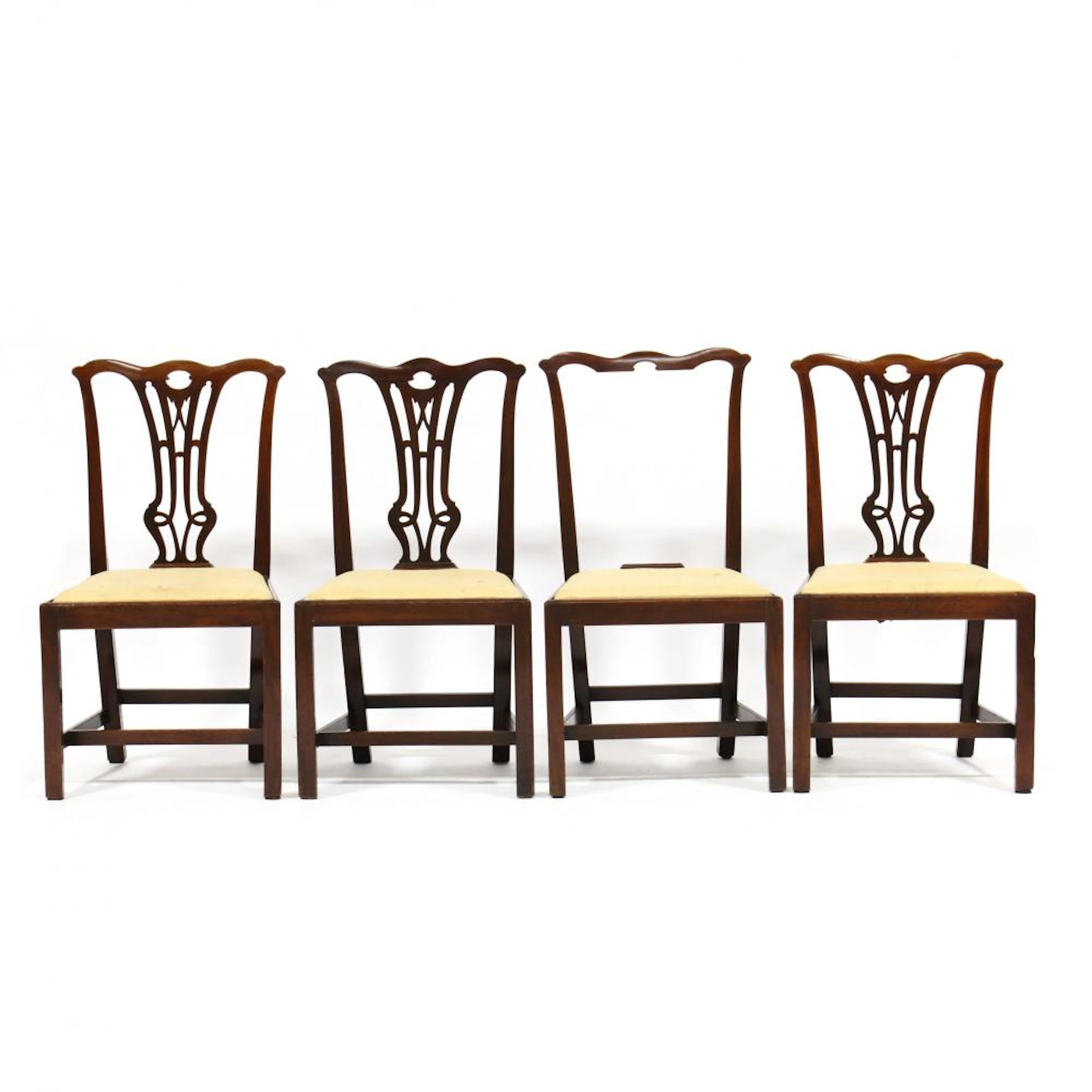 Set of Four Southern Chippendale Mahogany Side Chairs