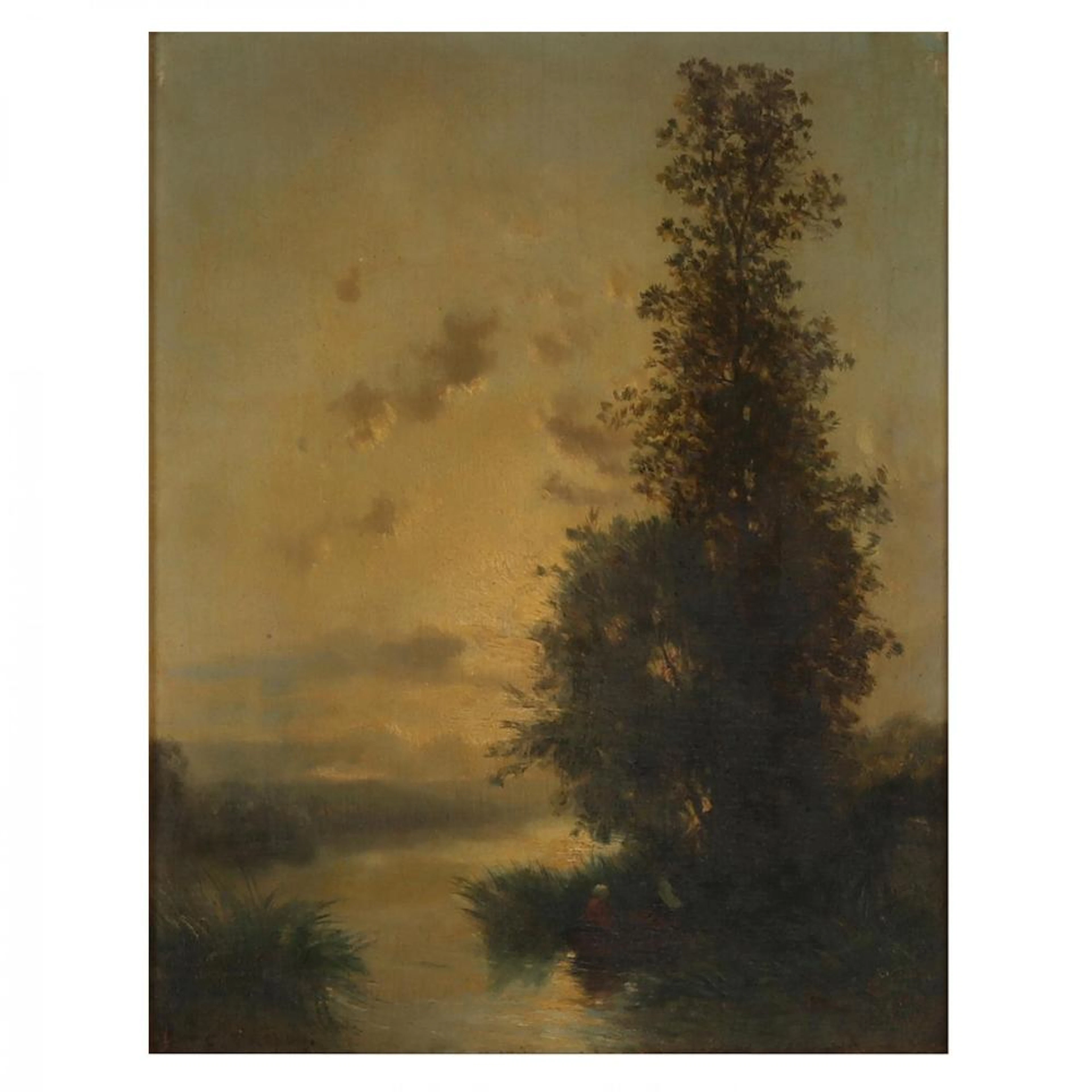 Constant Troyon (French, 1810-1865), Fishing at Sunset