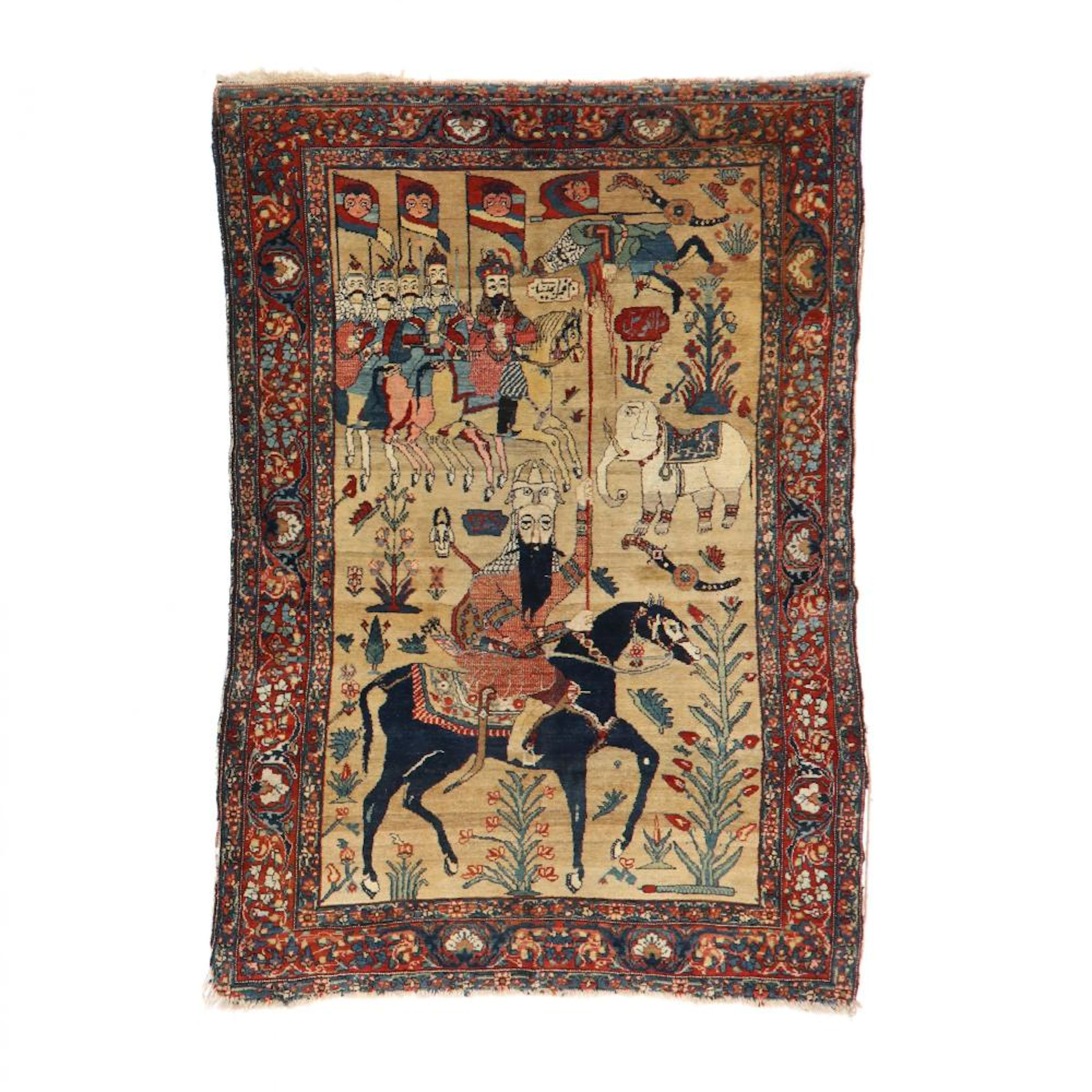 Antique Malayer Pictorial Area Rug of Nadir Shah