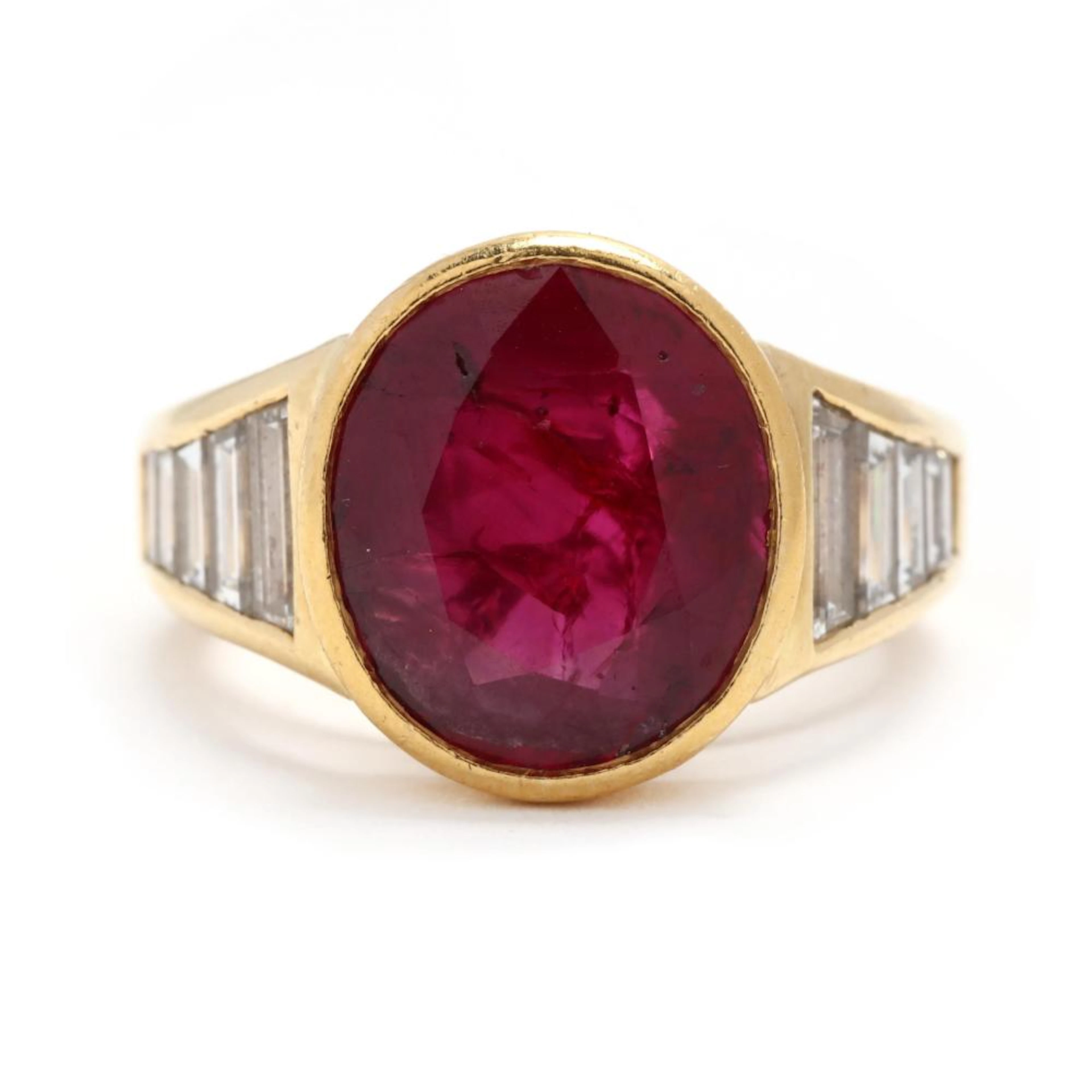 Gold, Burmese Ruby, and Diamond Ring