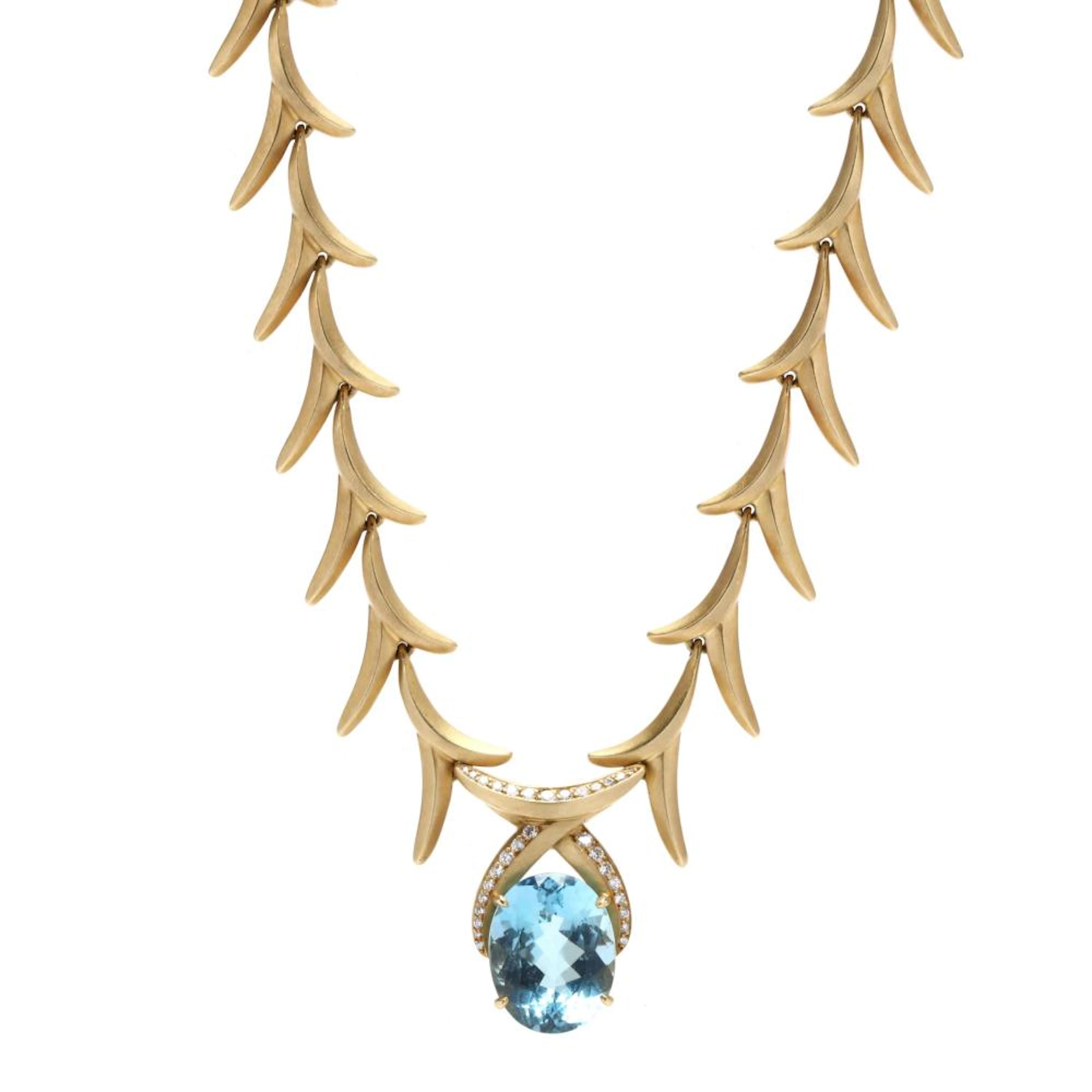 Gold, Aquamarine, and Diamond Necklace, Elizabeth Rand