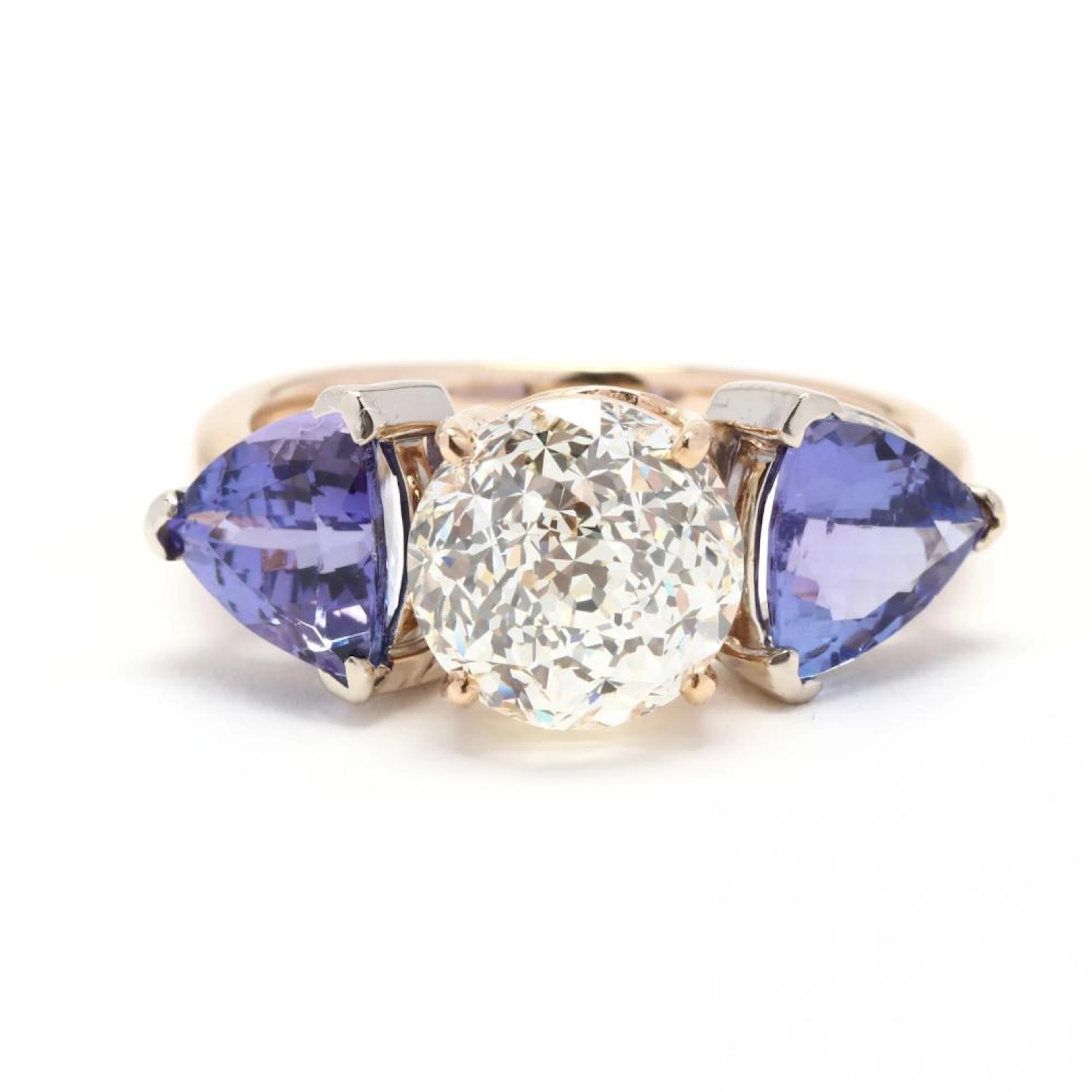 Gold, Diamond, and Tanzanite Ring