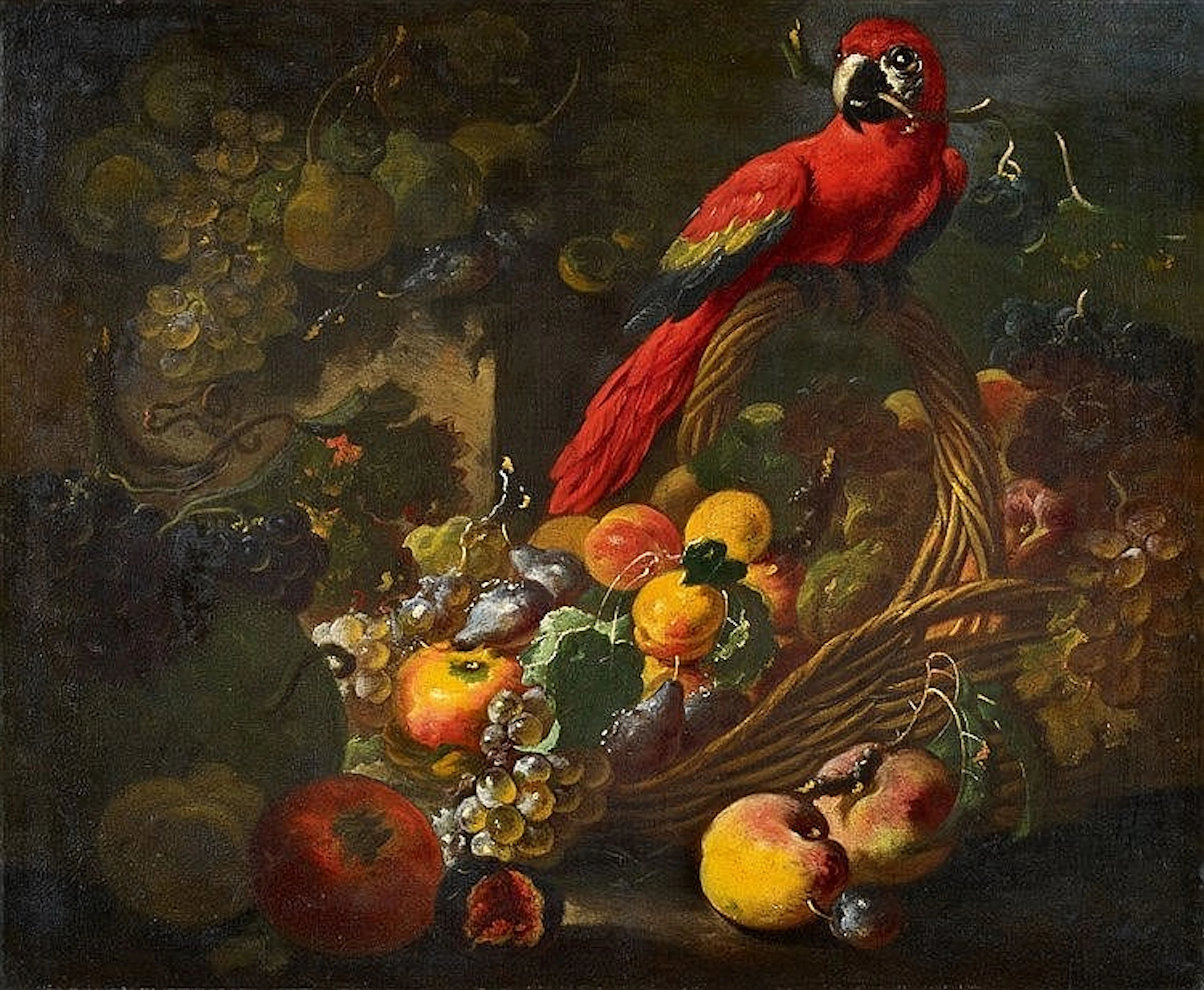 Giovanni Paolo Castelli, called Lo Spadino, Fruit Still Life with a Parrot