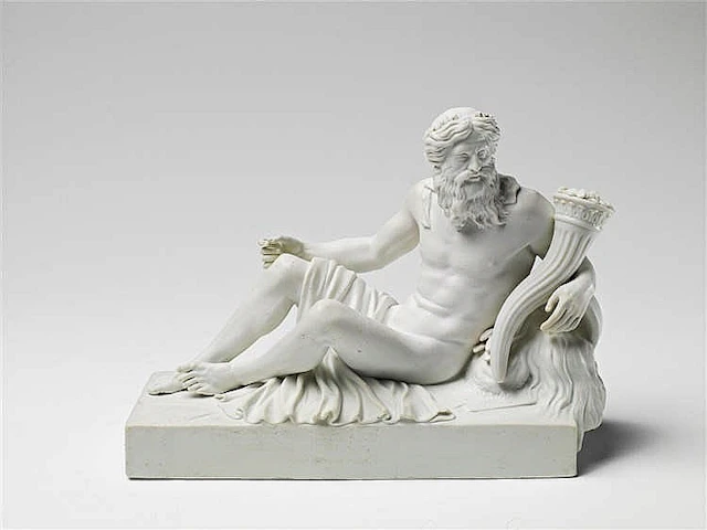 A Berlin KPM allegorical biscuit porcelain model of the river Thames