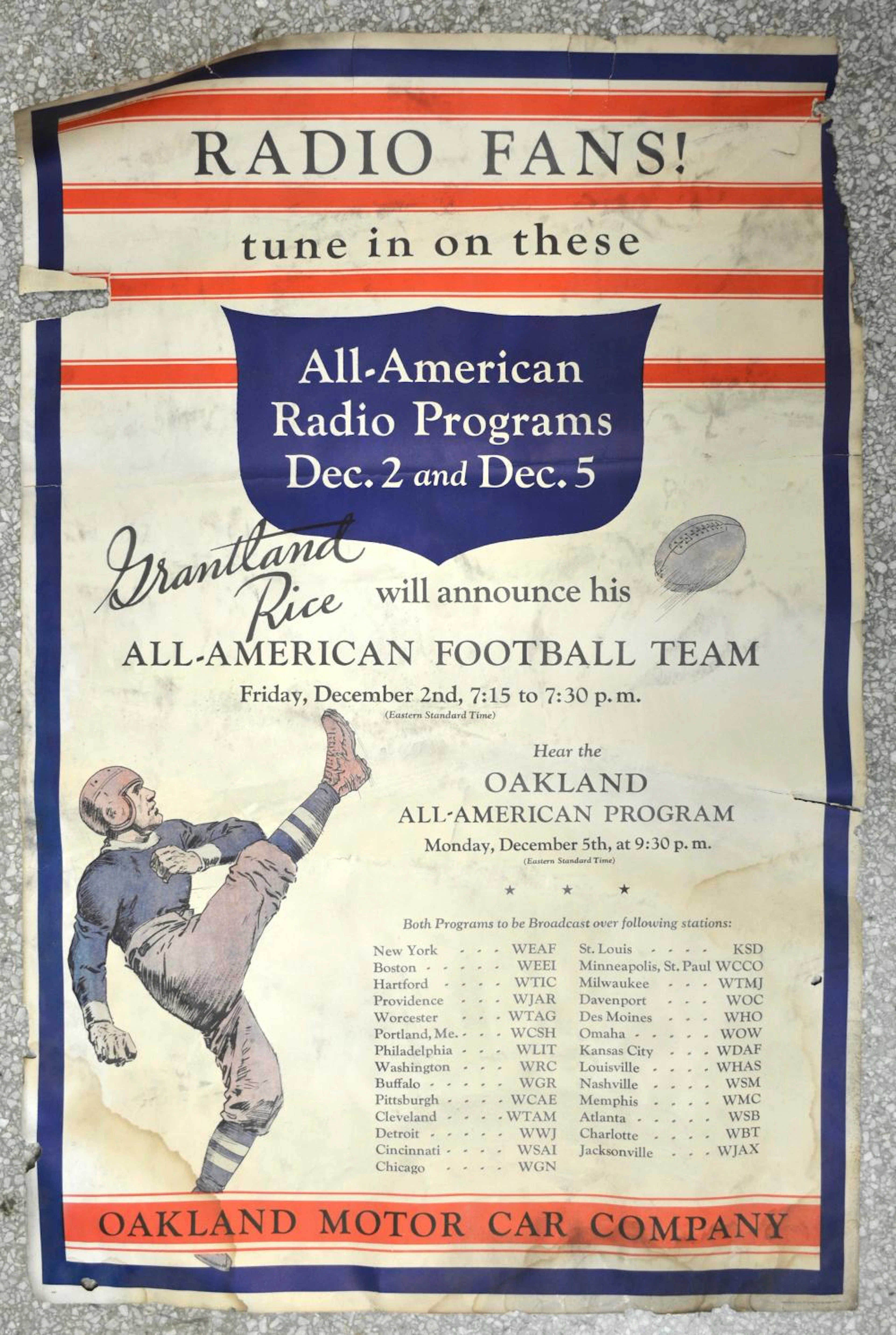 Oakland Motor Car Radio Fans Football Poster
