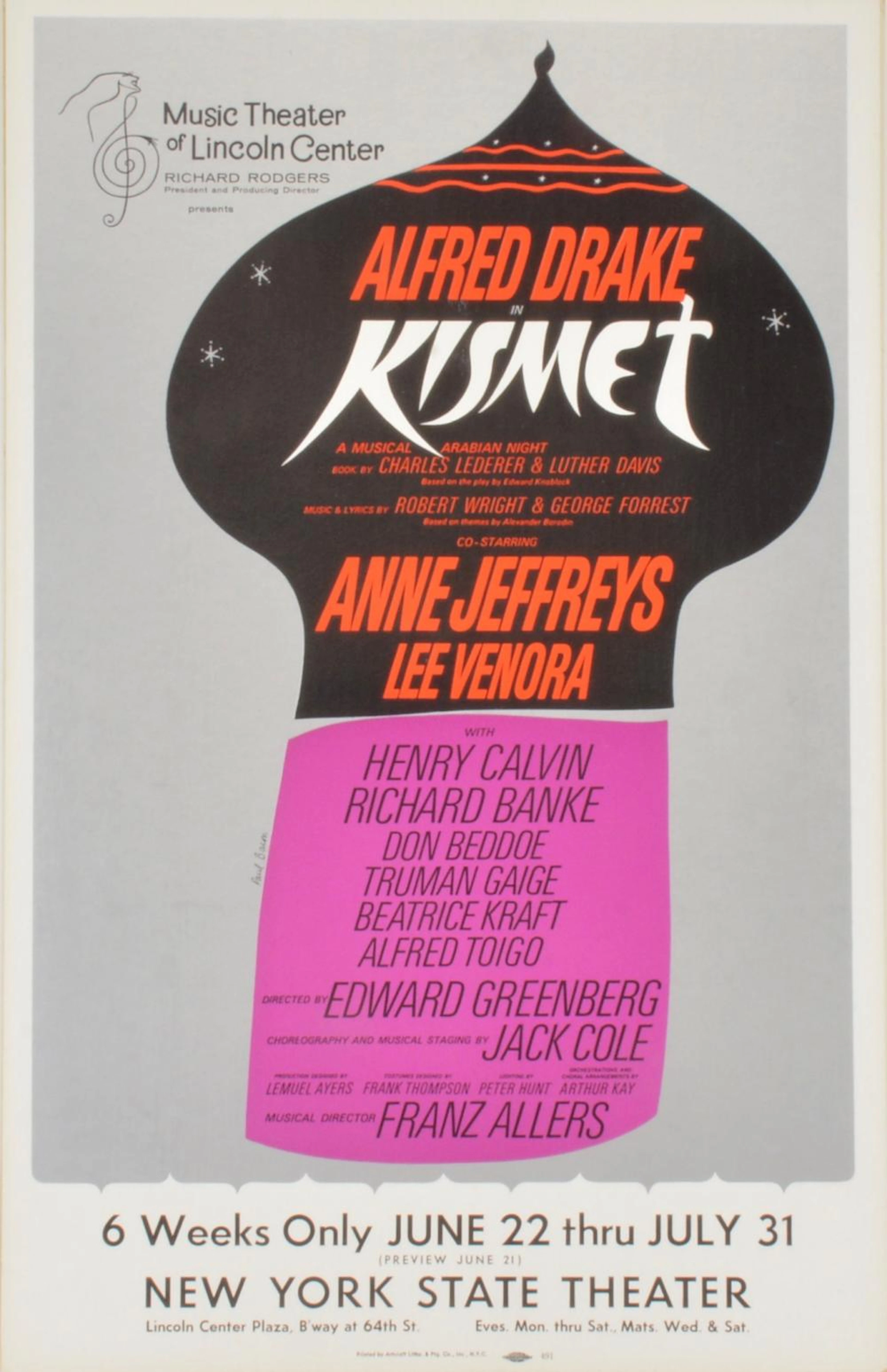 Alfred Drake In Kismet Broadway Poster