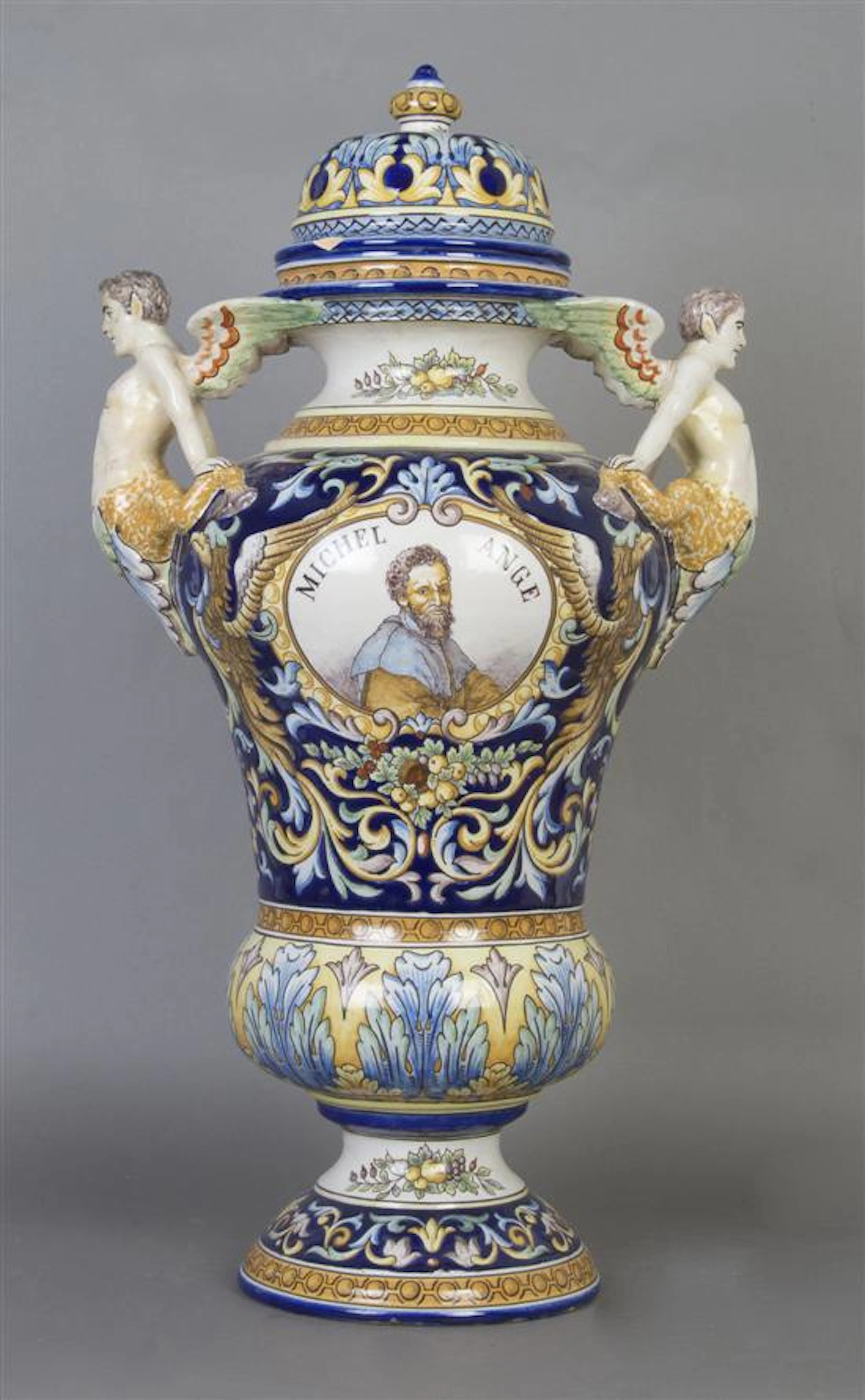 A French Faience Urn and Cover