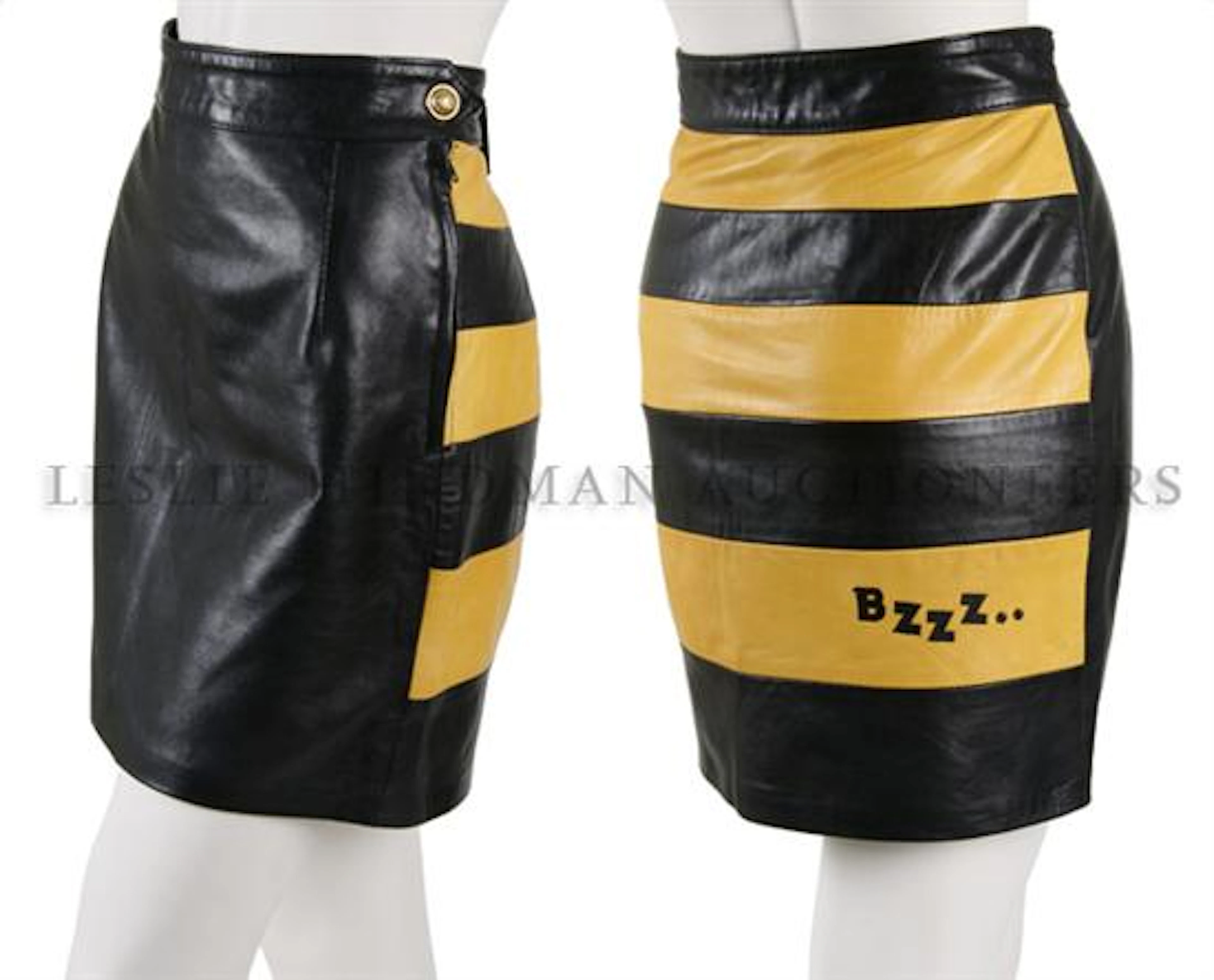 A Moschino Cheap and Chic Leather 'Bee' Miniskirt