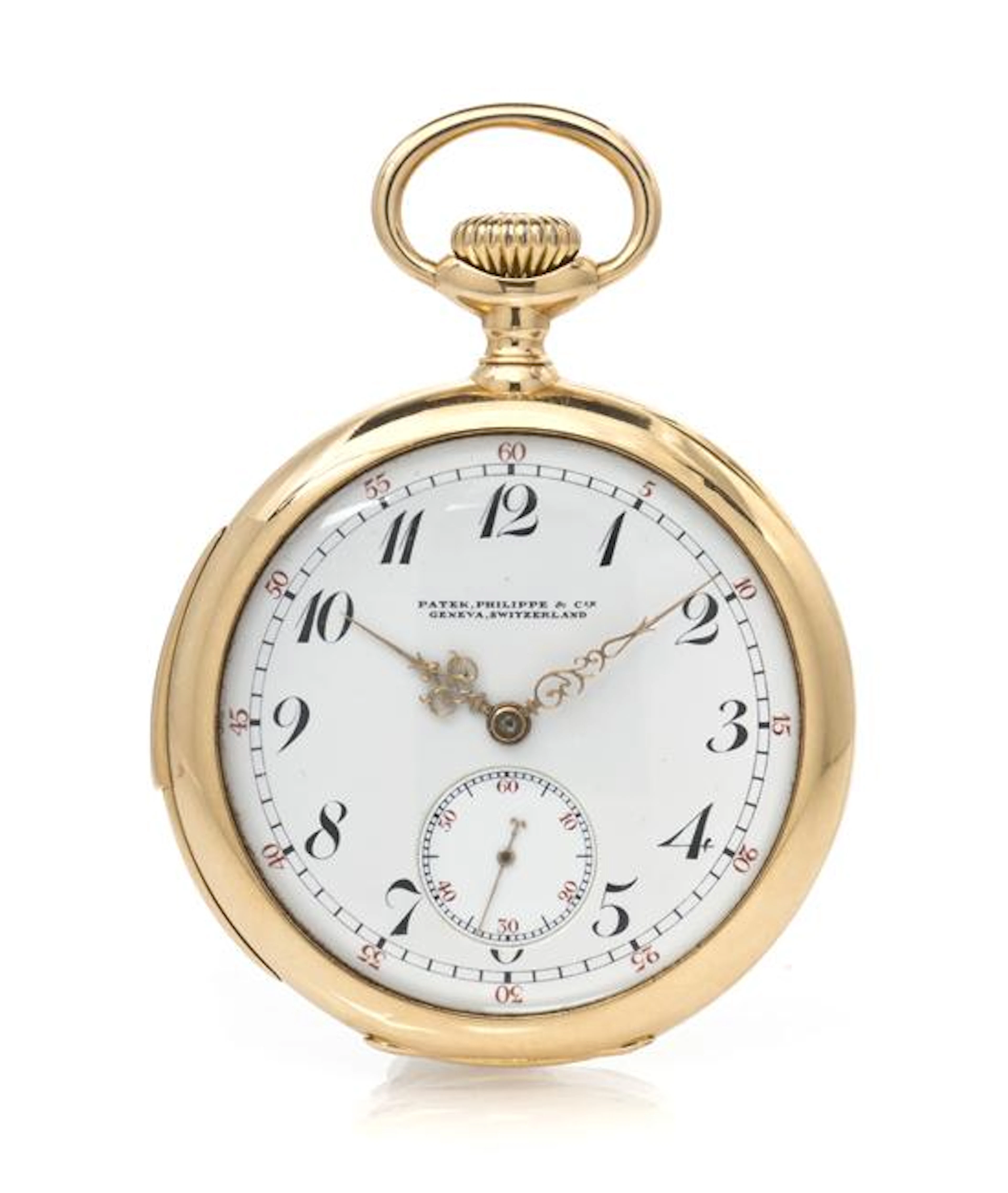 An 18 Karat Yellow Gold Open Face Minute Repeater Pocket Watch