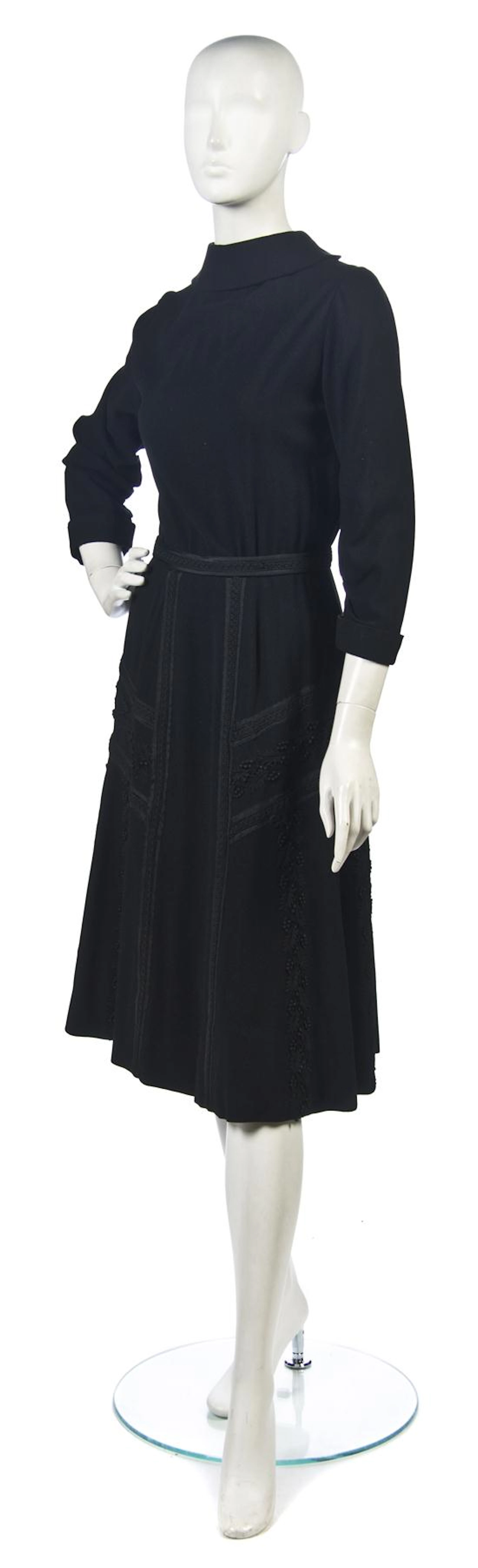 A Mainbocher Black Wool Dress