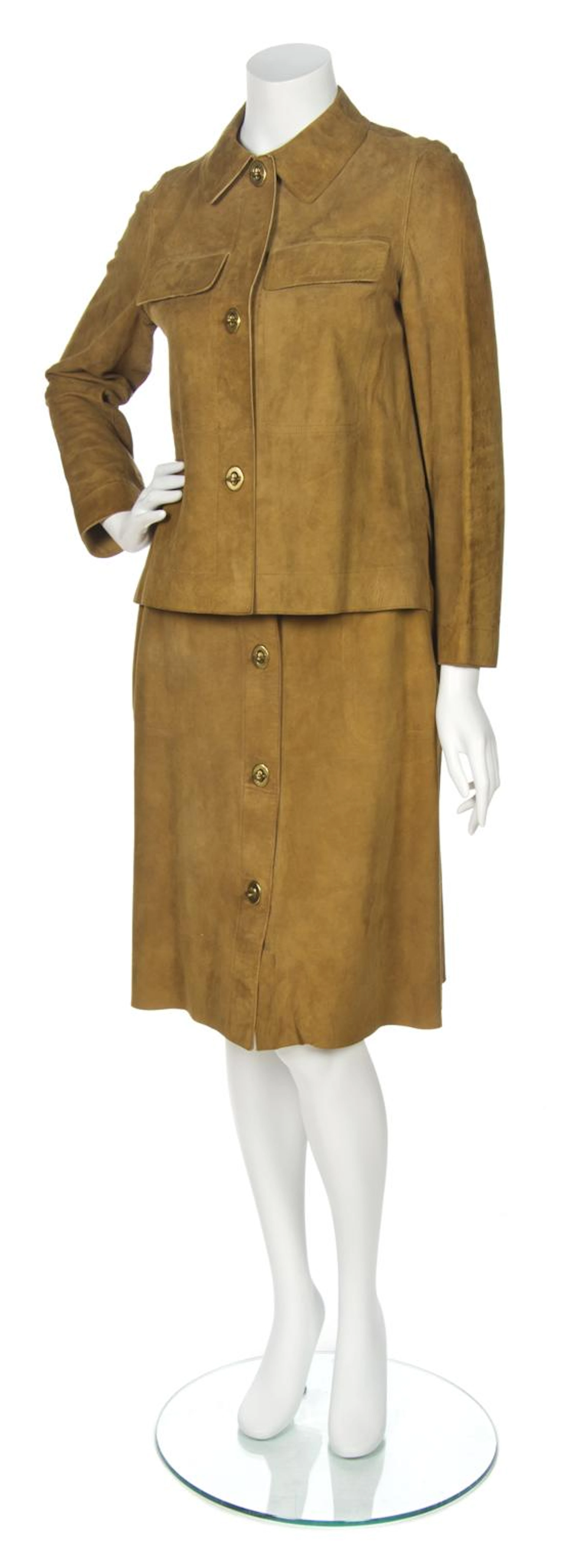 A Bonnie Cashin Tan Suede Skirt Ensemble,