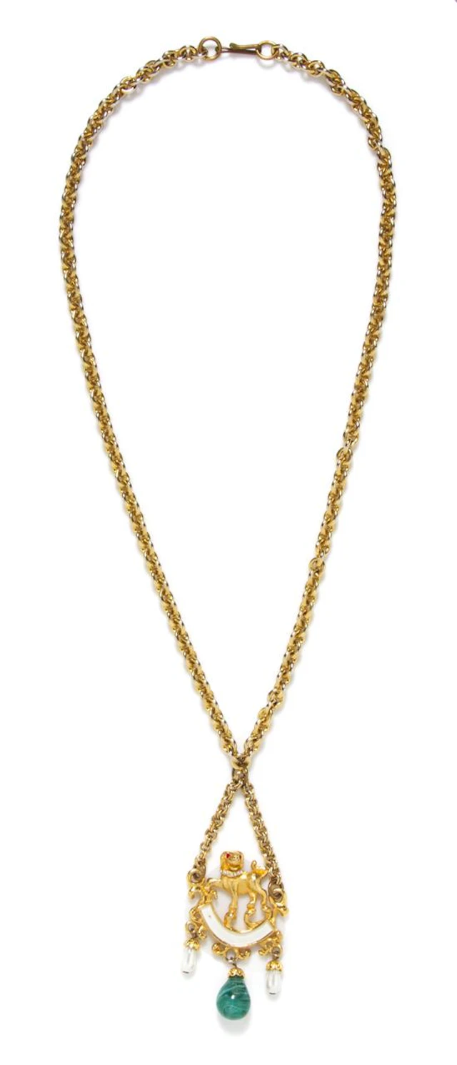A Kenneth Jay Lane Goldtone Dog Pendant Necklace