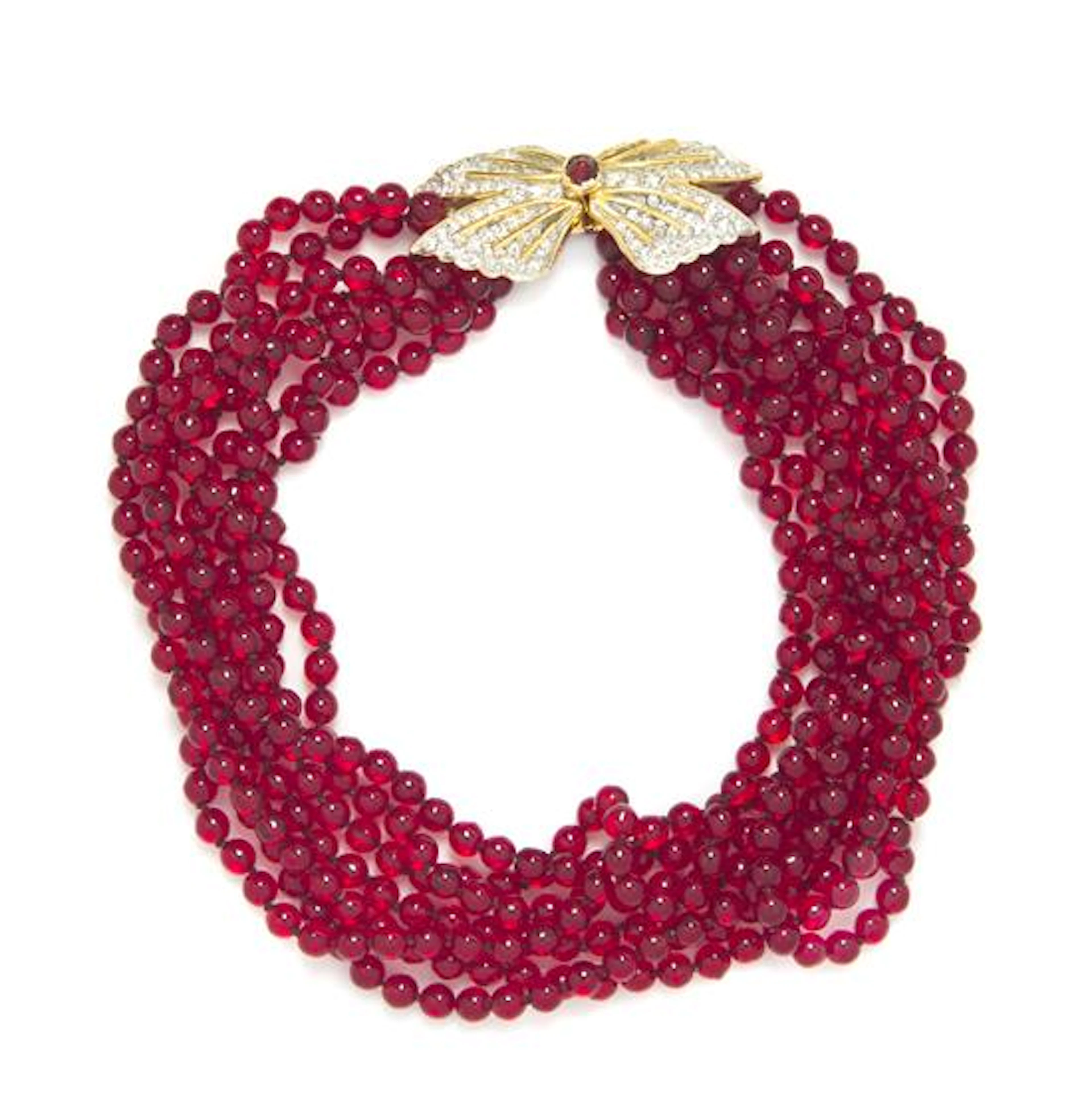A Kenneth Jay Lane Faux Ruby Multistrand Necklace