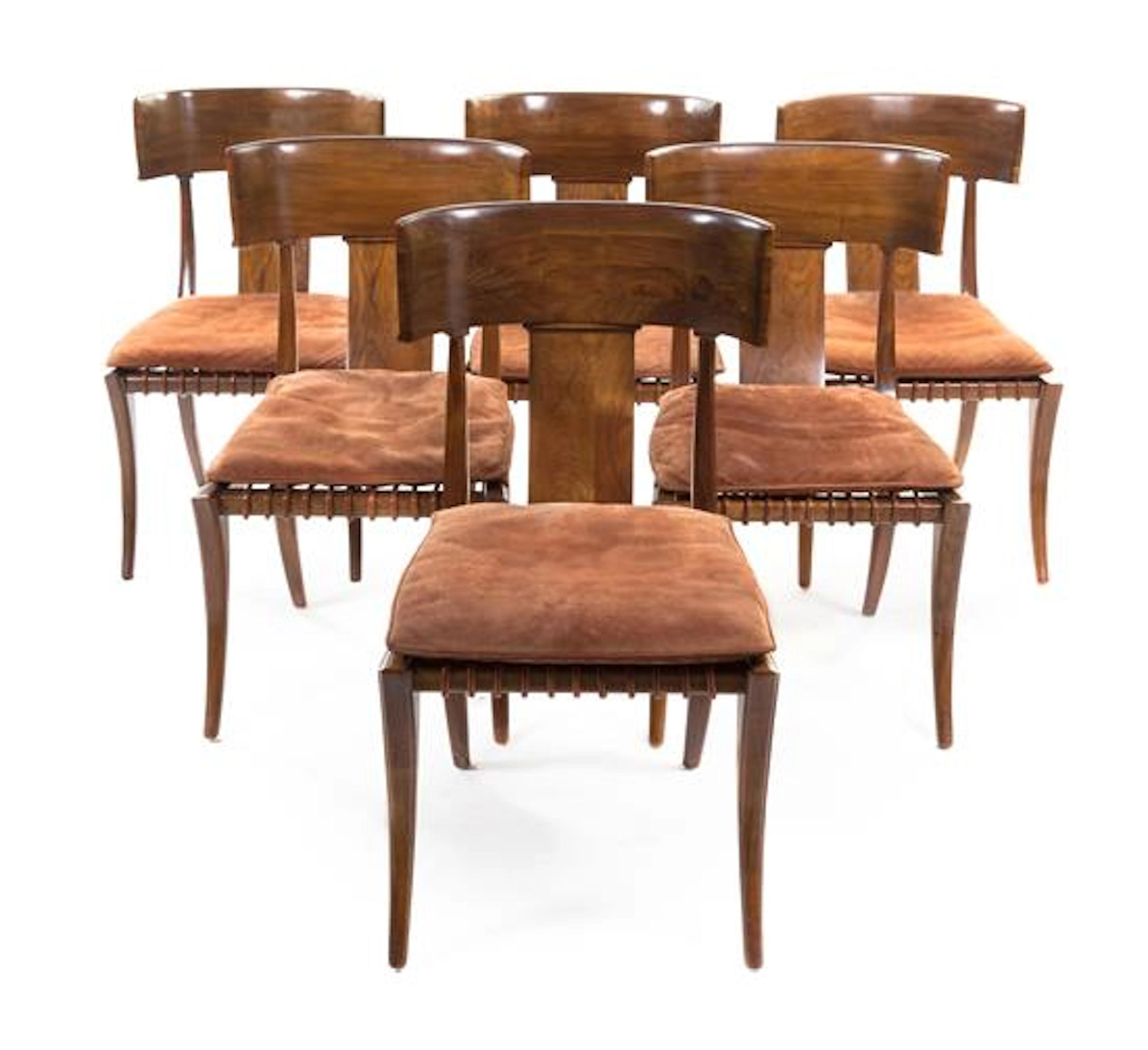 A Set of Ten Walnut Klismos Chairs