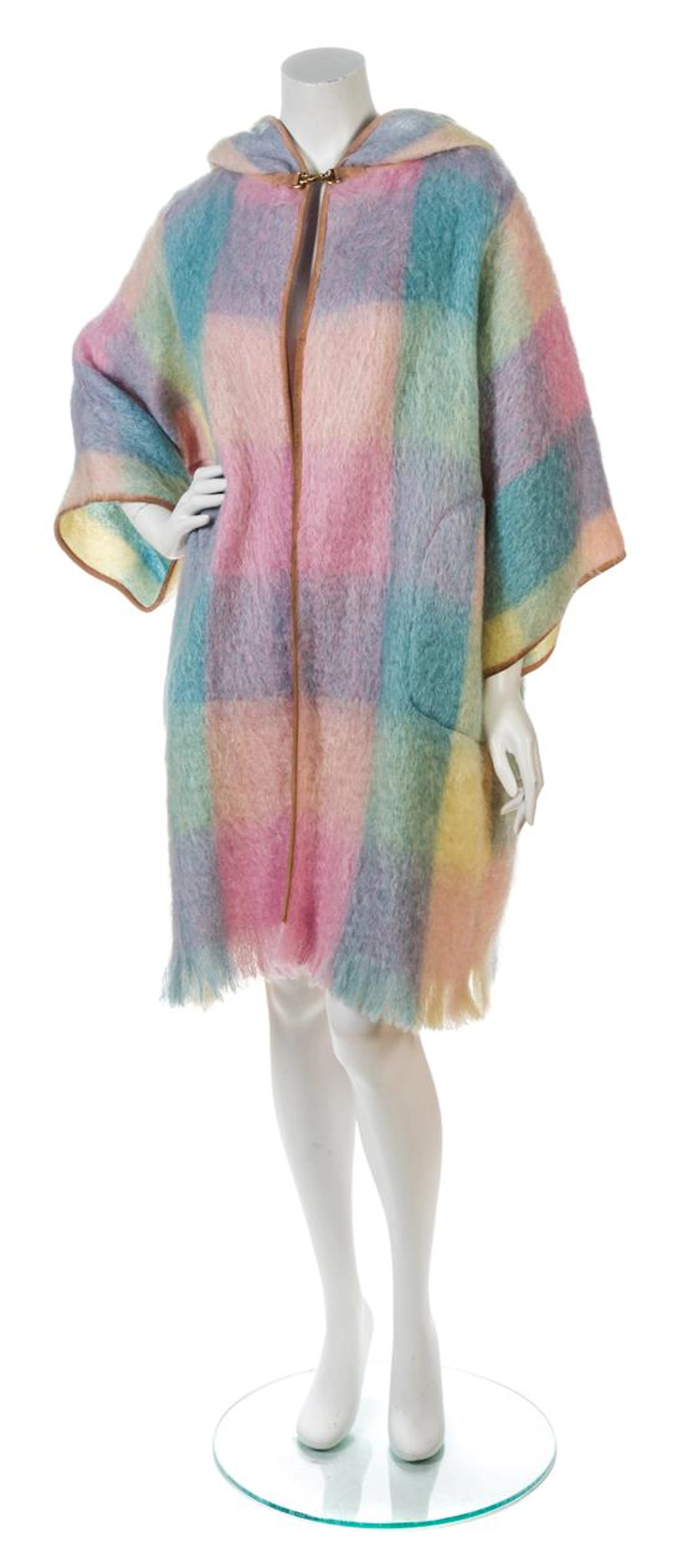 A Bonnie Cashin Pastel Multicolor Plaid Mohair Coat, 1960s,