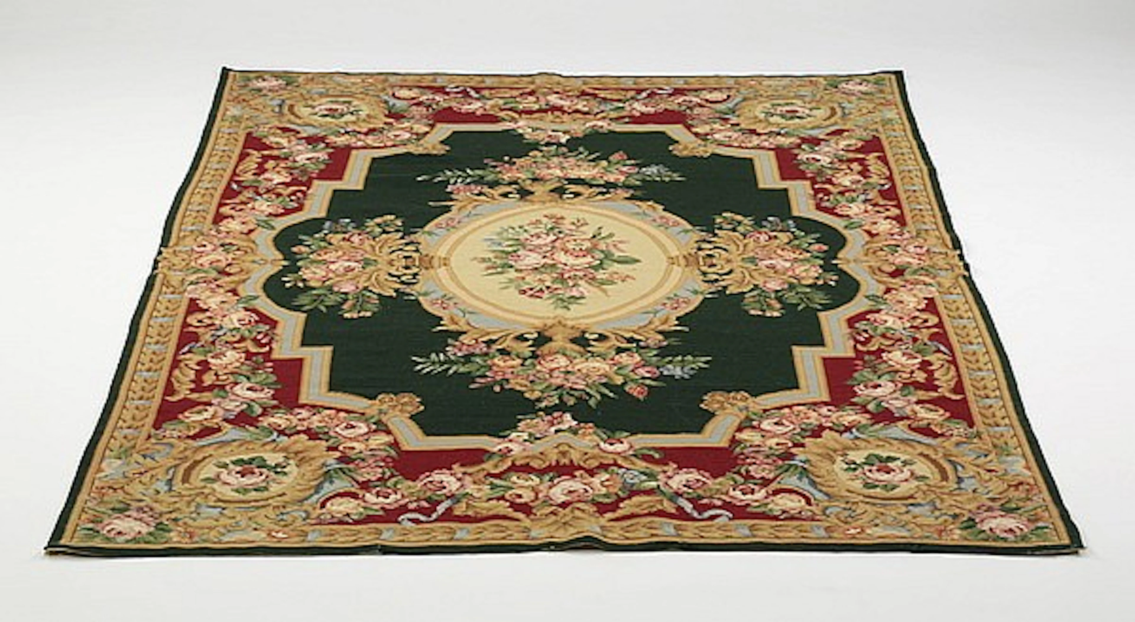 Portuguese inspired needlepoint rug, 6' x 4'