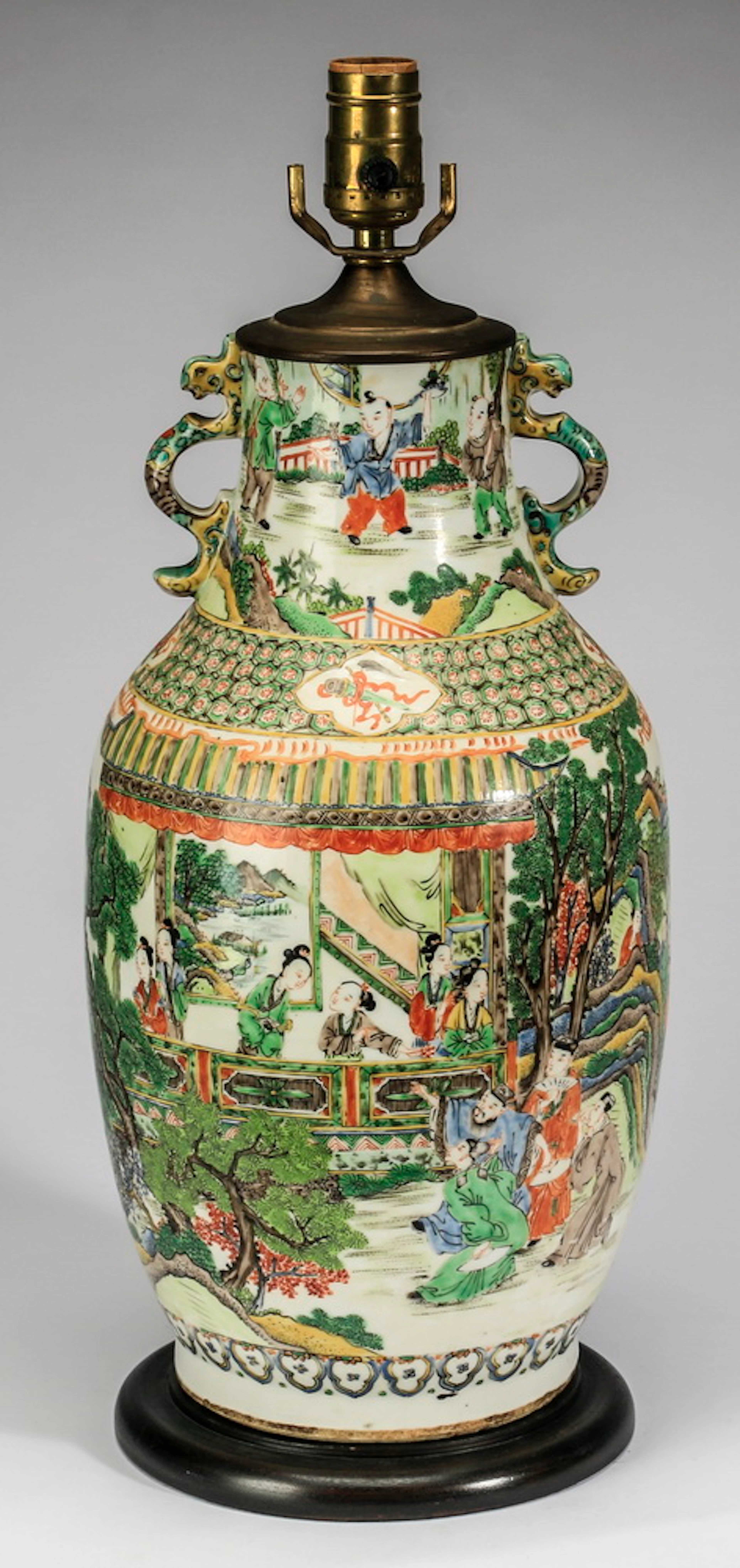 Chinese famille verte vase mounted as a lamp