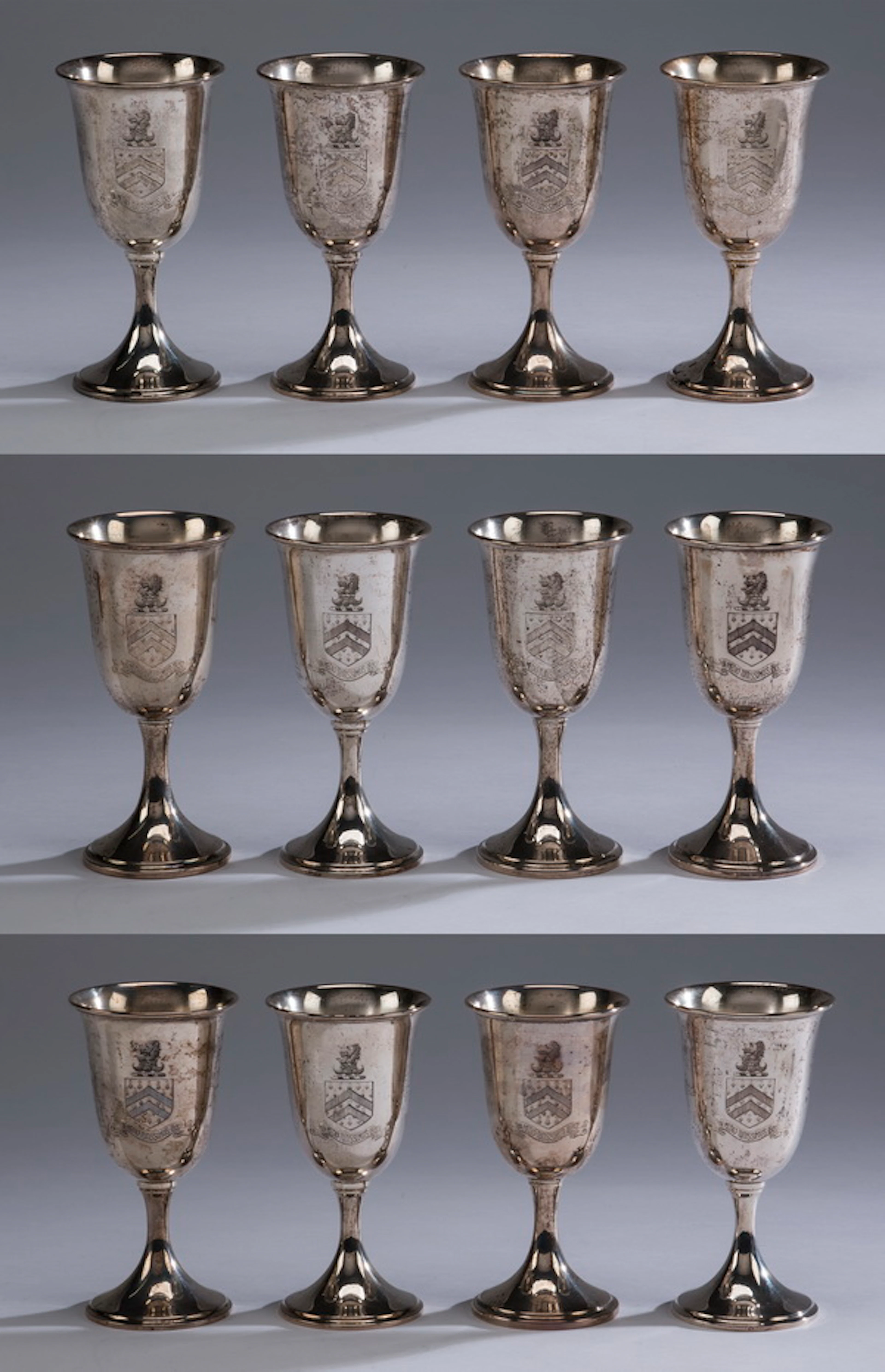 (12) S. Kirk & Son sterling water goblets, 6.75"h