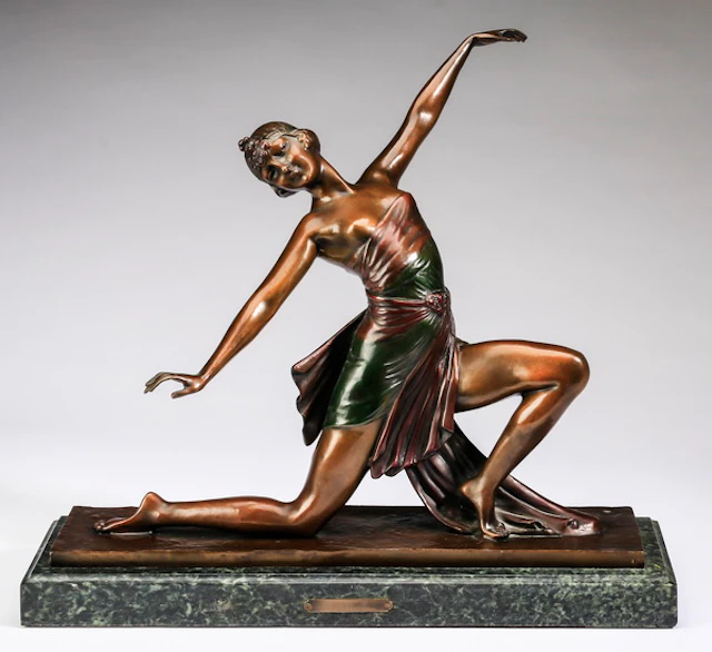 After Guirande, Art Deco bronze of a dancer, 16"h