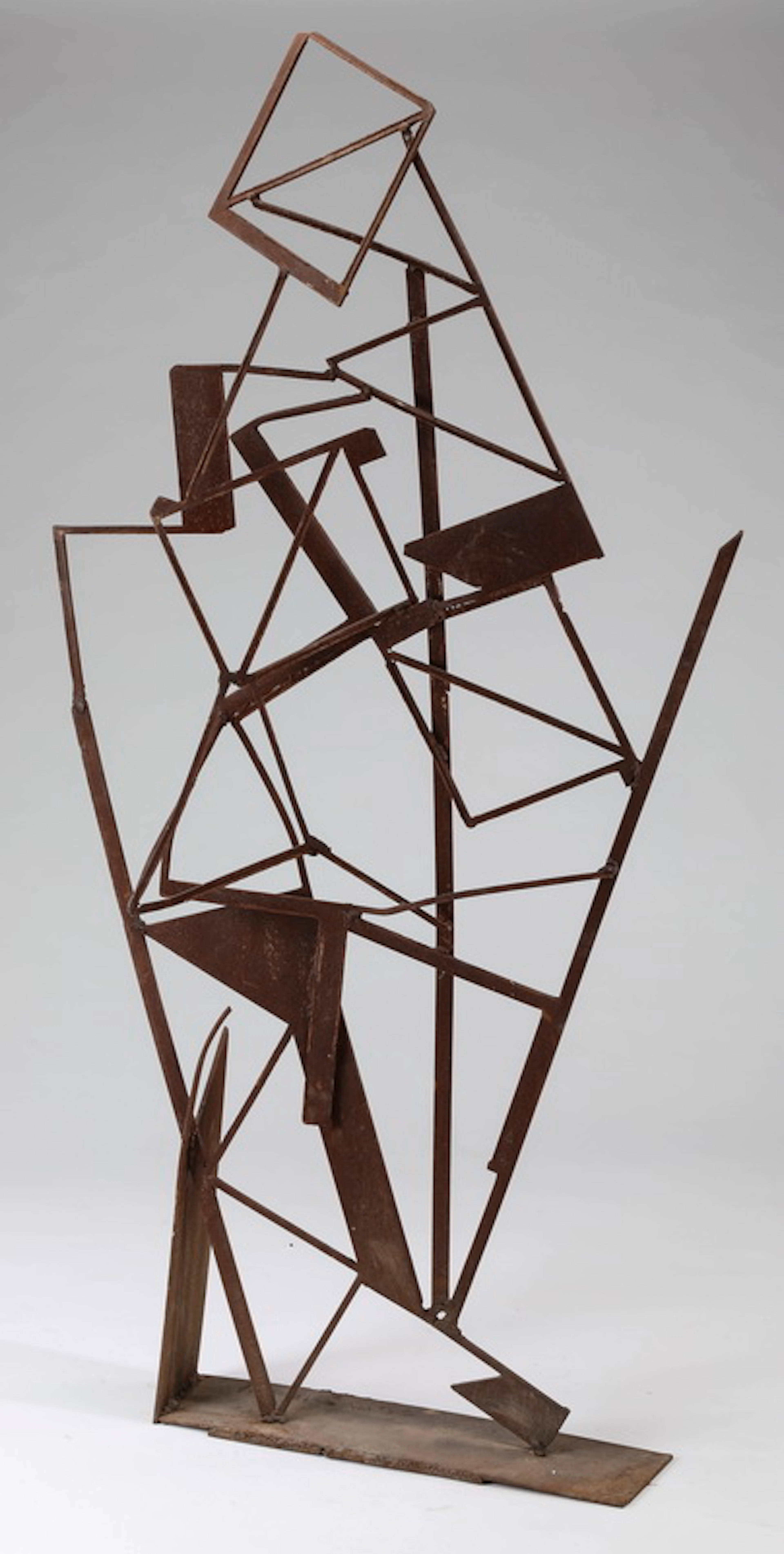 Contemporary Cubist-style metal sculpture, signed