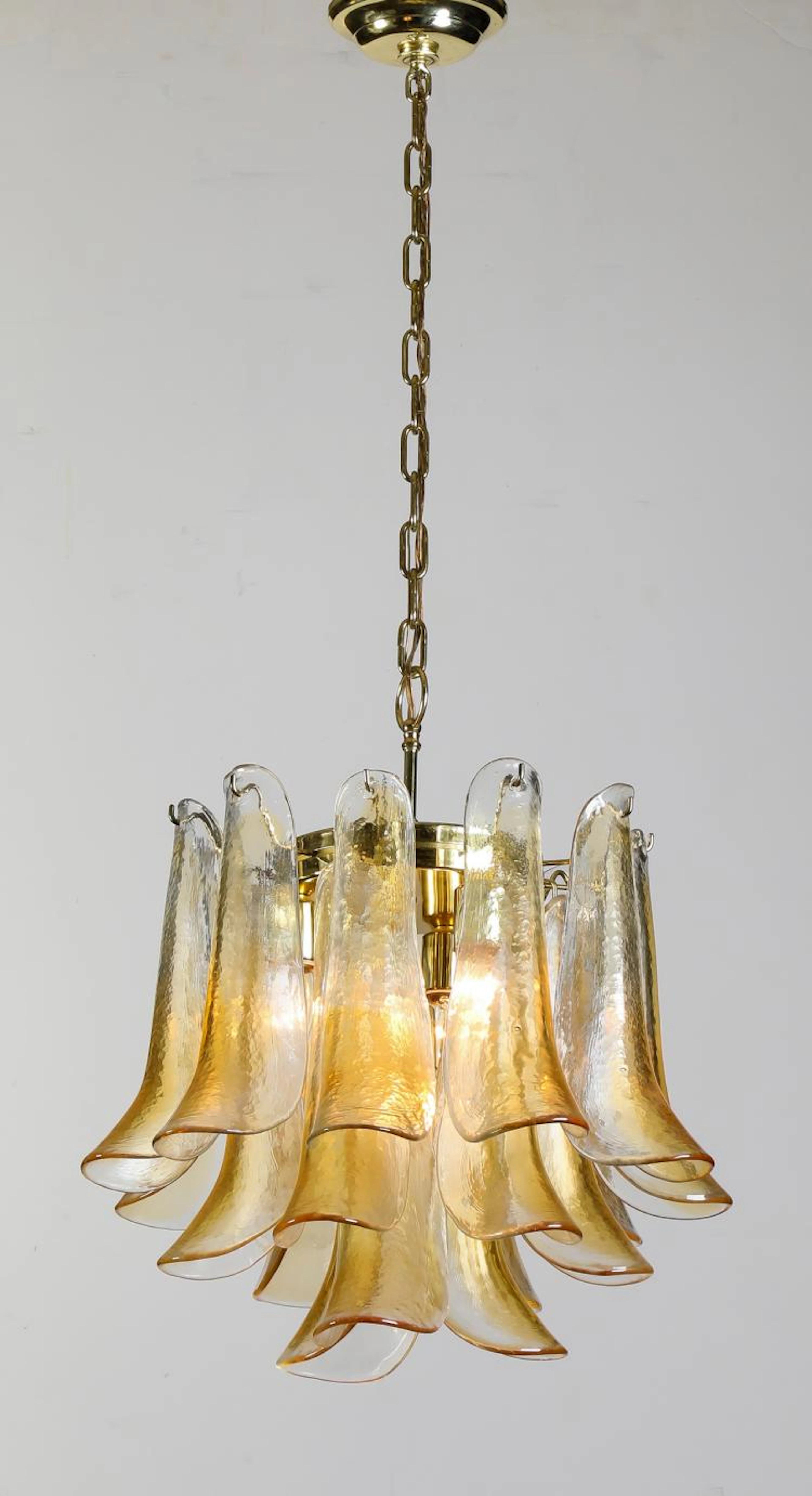 Murano glass 'Petal' chandelier by Mazzega, 16"h