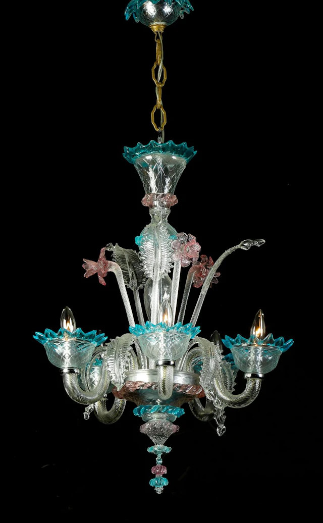 Italian Murano glass daffodil chandelier, 38"h
