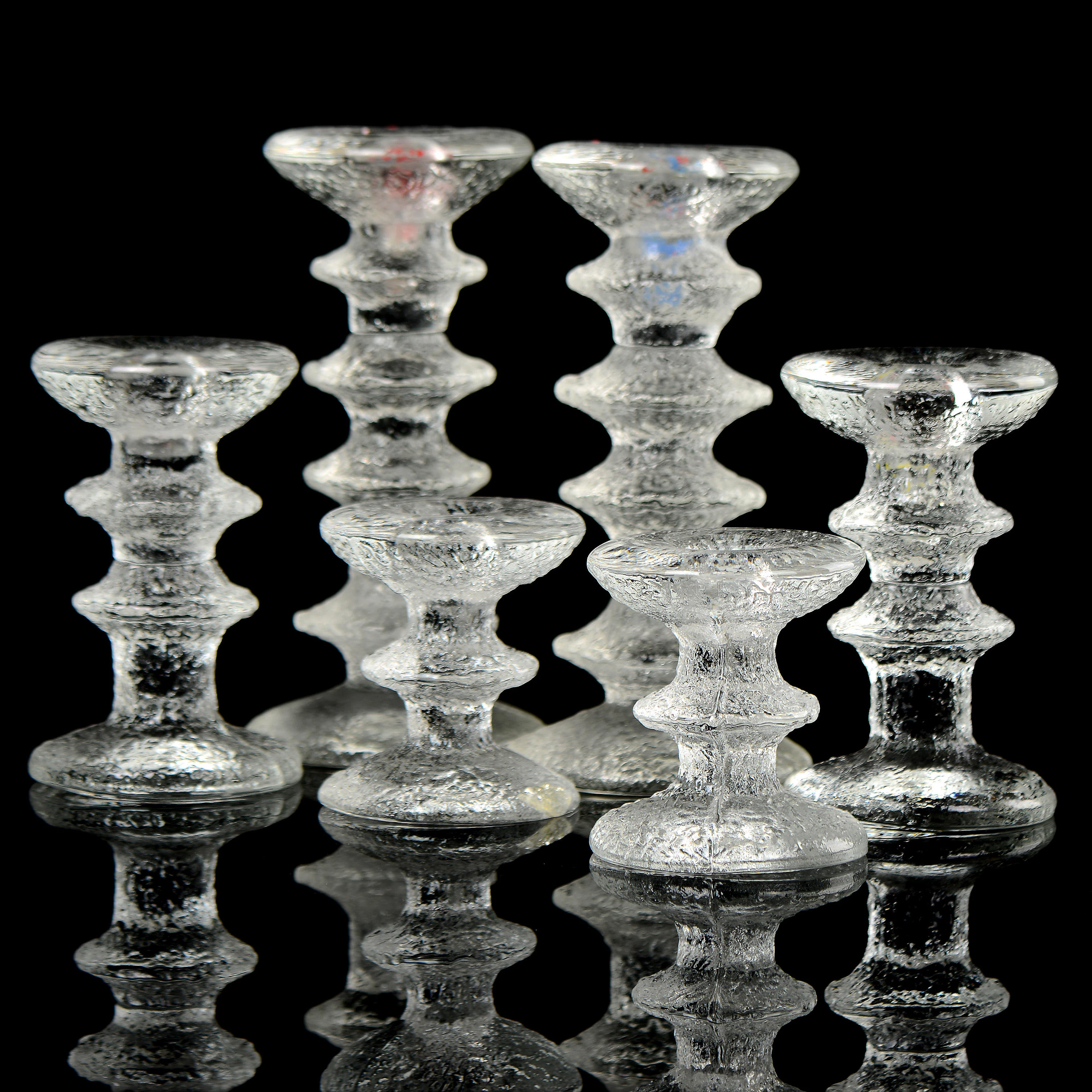 TIMO SARPENEVA, ljusstakar, 6 st, glas, "Festivo", Iittala, Finland