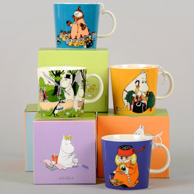 MUMINMUGGAR, 4 st, porslin, Moomin Characters, Arabia Barnebys