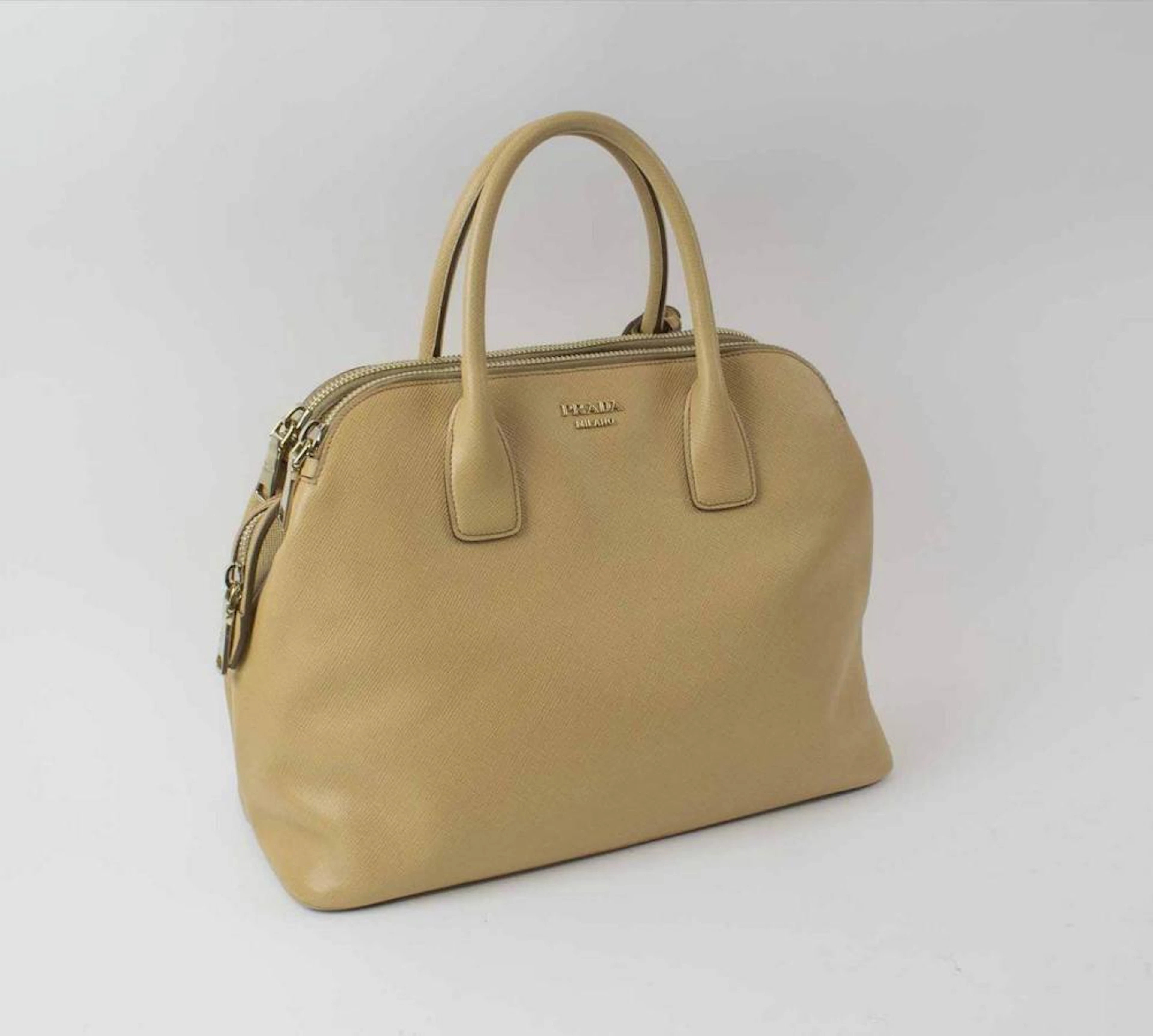 PRADA SAFFIANO NOISETTE LEATHER SHOPPING BAG