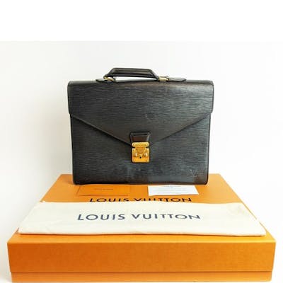 LOUIS VUITTON AMBASSEDEUR BRIEFCASE, black epi leather, gold...