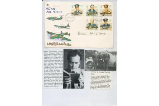 WW2 BOB fighter pilot Brian Kingcombe 92 sqn signed 1986 RAF FDC with ...