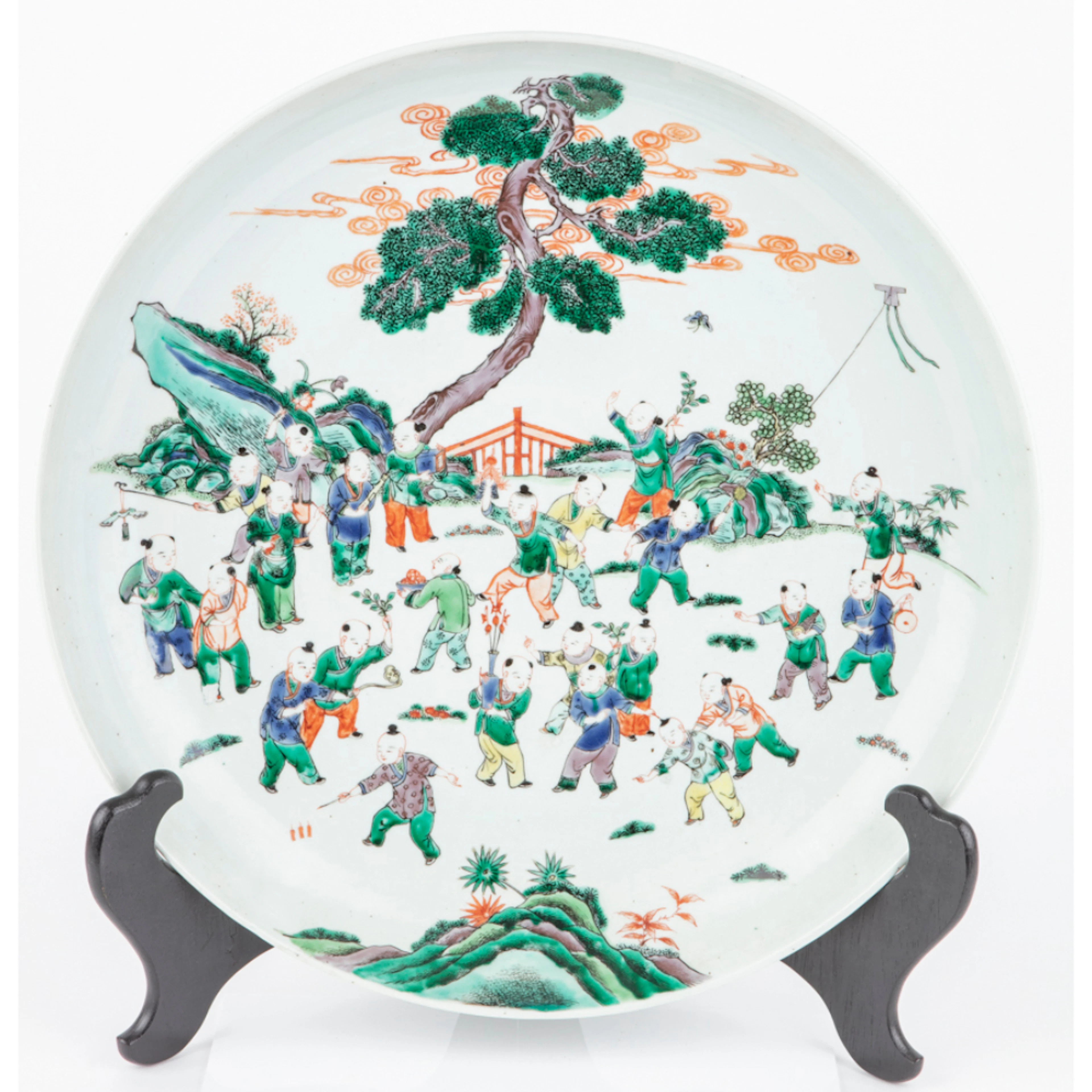 Early 20th Century, Large 19" Chinese Famille Rose Plate, 100 Children