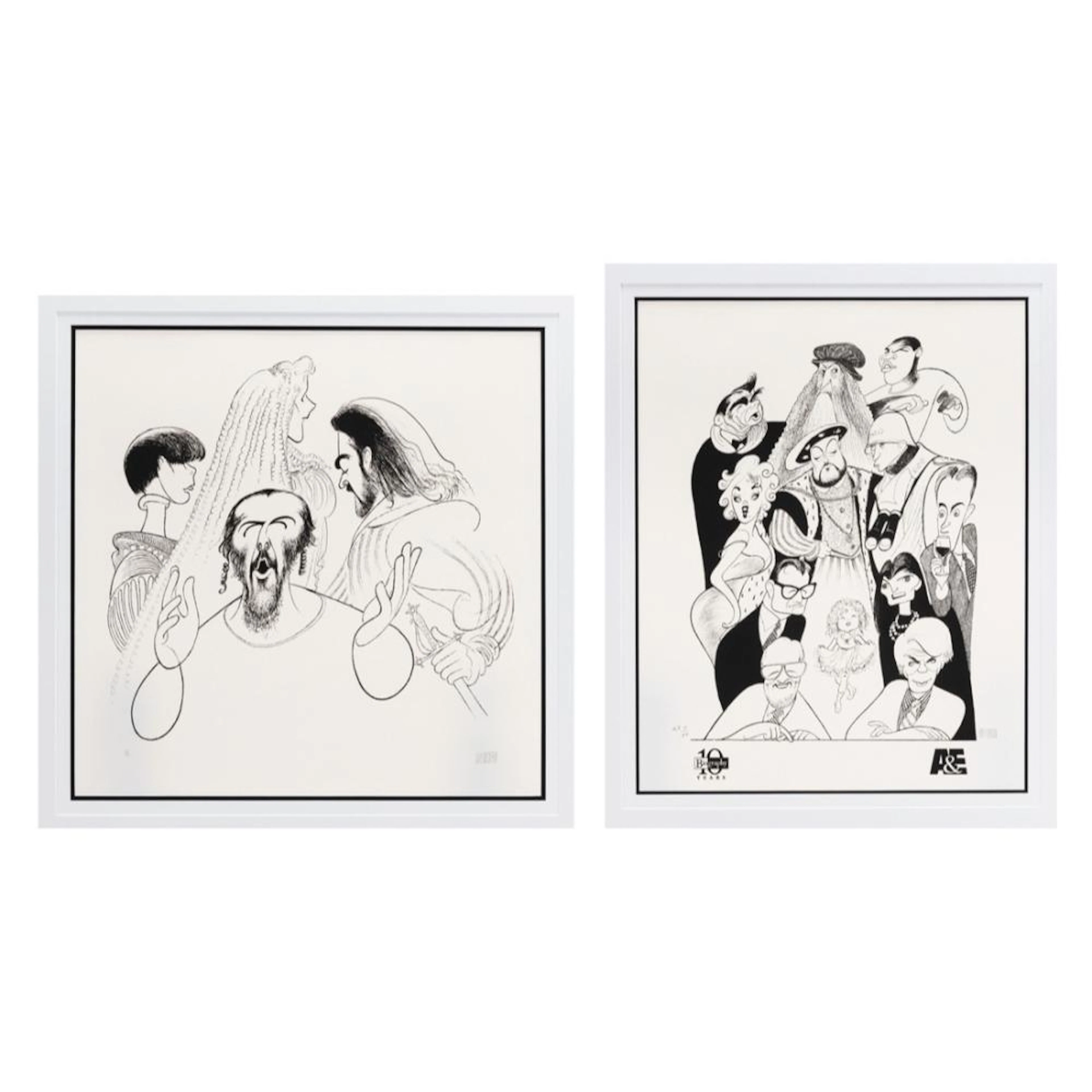 Hirschfeld, Al. Two Lithographs: "A & E BIOGRAPHY" and "The Merchant of Venice"
