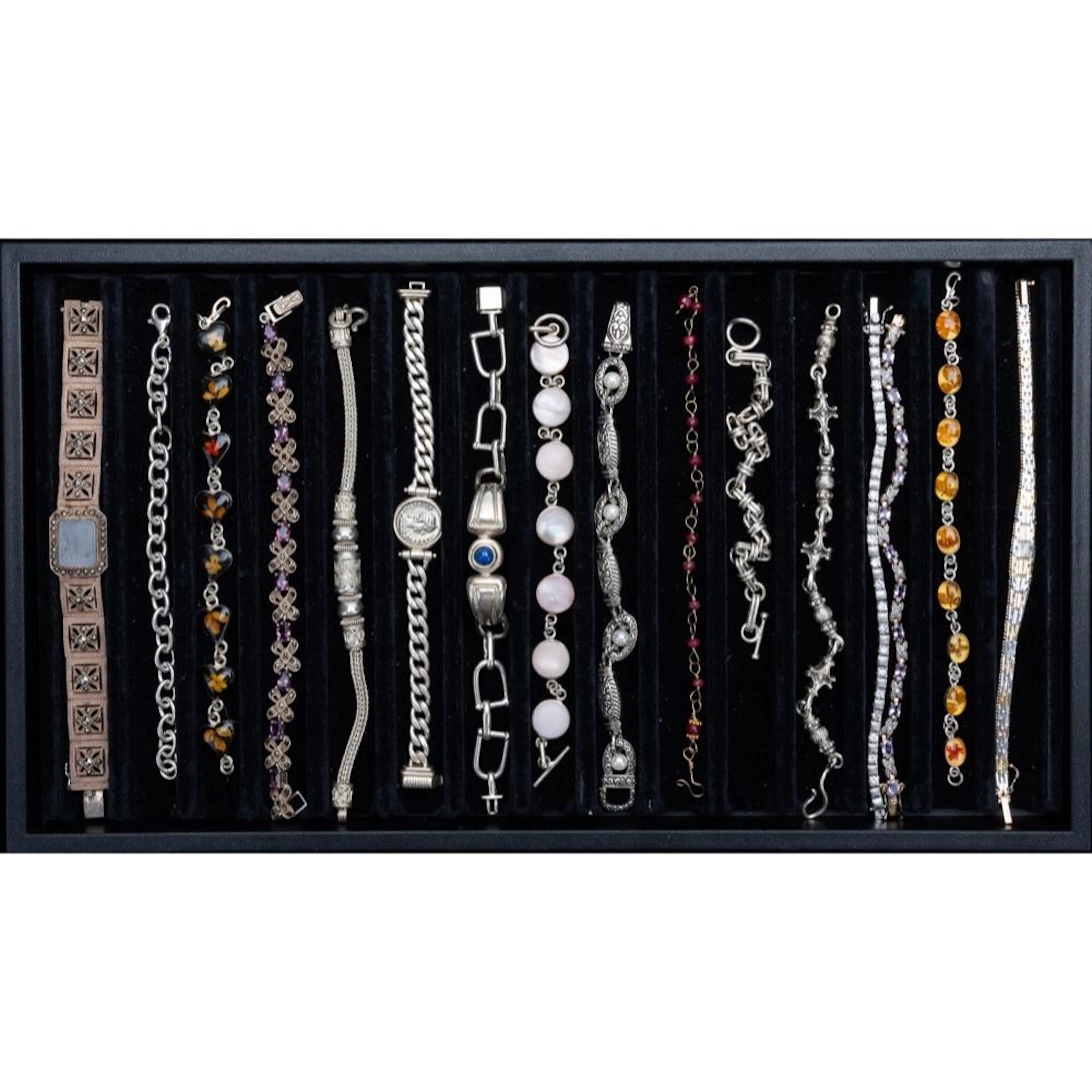 15 Sterling Silver Bracelets with Diverse Accents and...