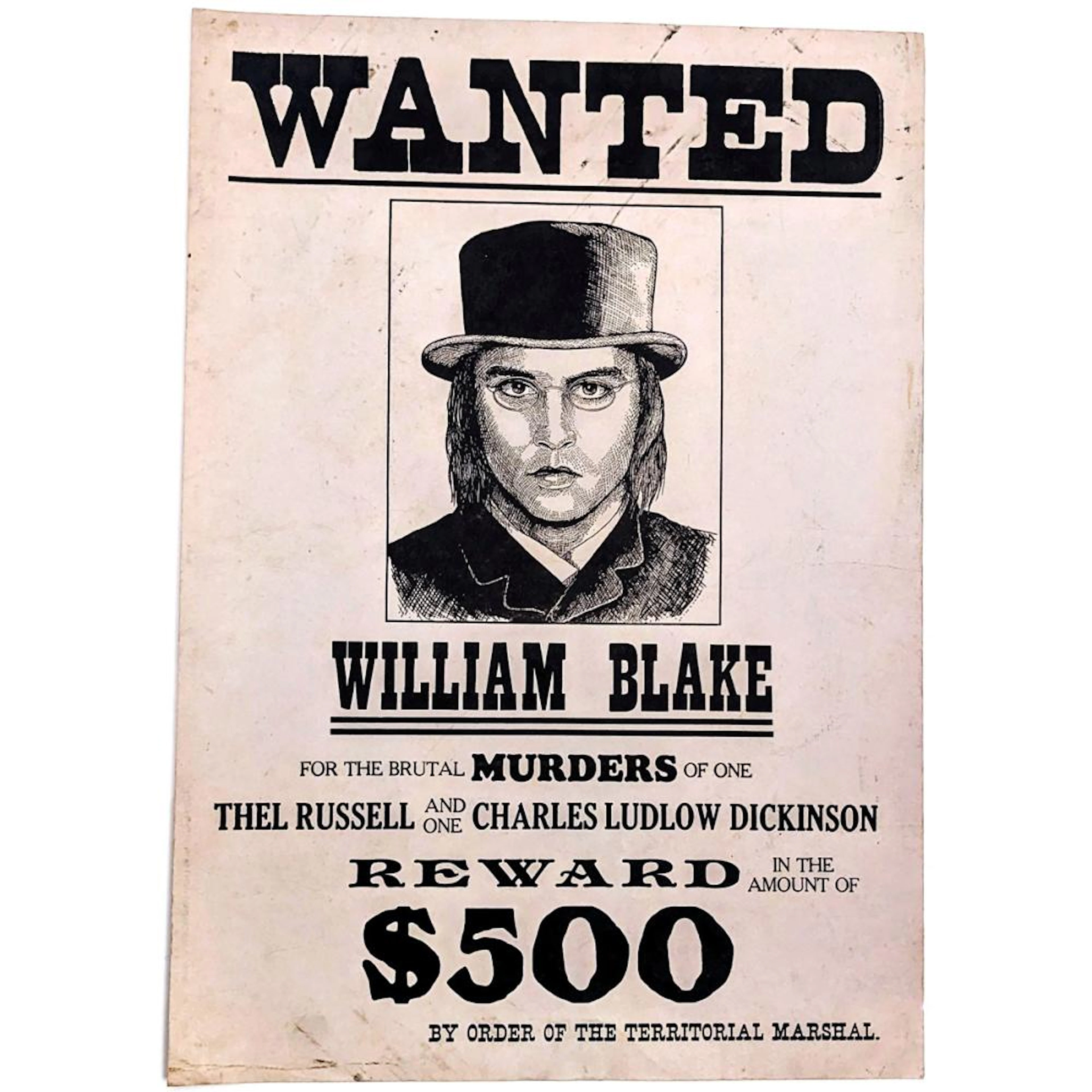 DEAD MAN (1994) Screen Prop Wanted Poster Seen in Jim...