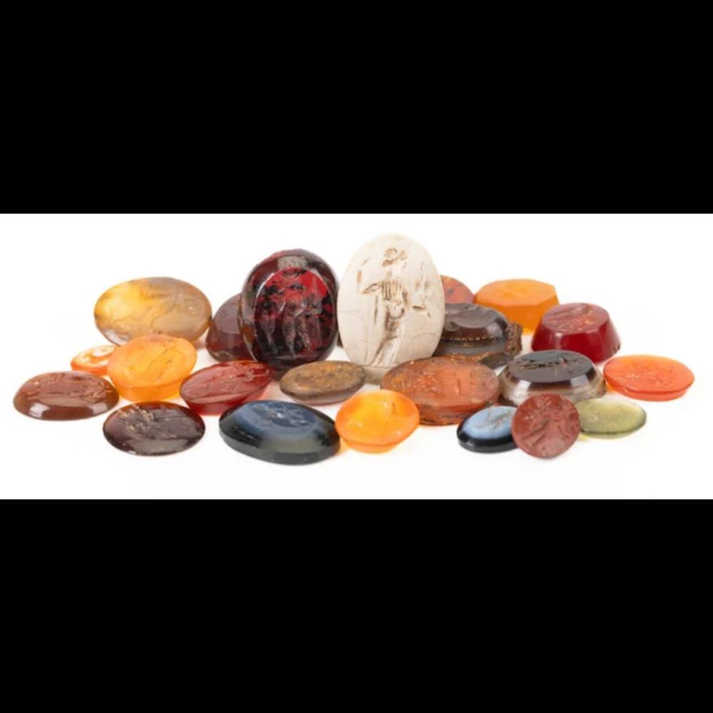 Fine Collection of 23 Greco-Roman Gemstone Intaglios Including Carnelian